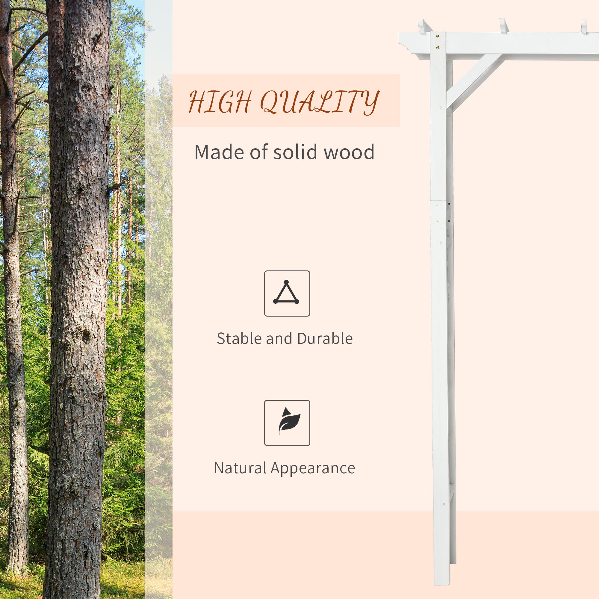 85" Wooden Garden Arbor for Wedding and Ceremony, Outdoor Garden Arch Trellis for Climbing Vines - White - White - Image 4
