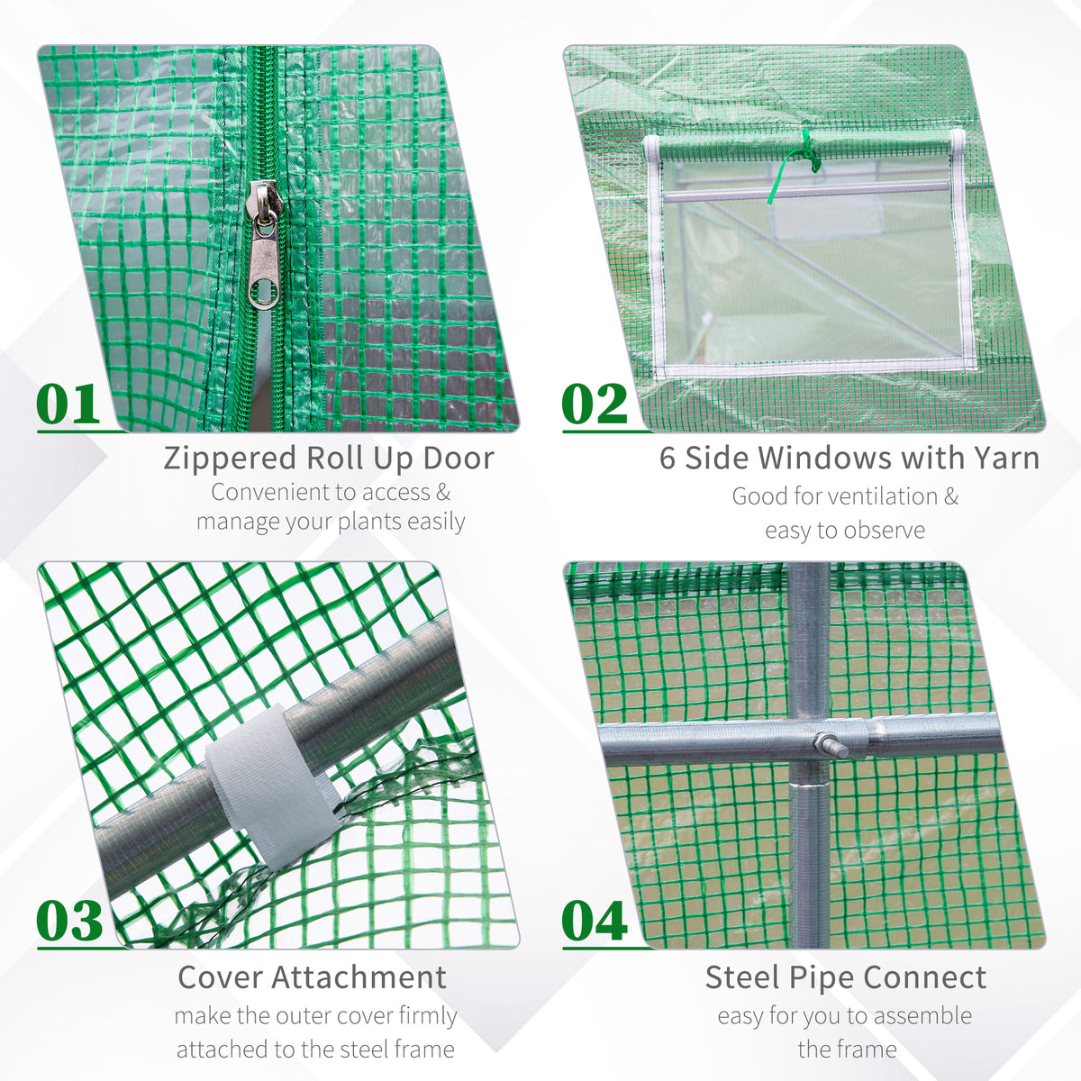 Walk In Tunnel Greenhouse, Portable Outdoor Plant House with Roll Up Doors