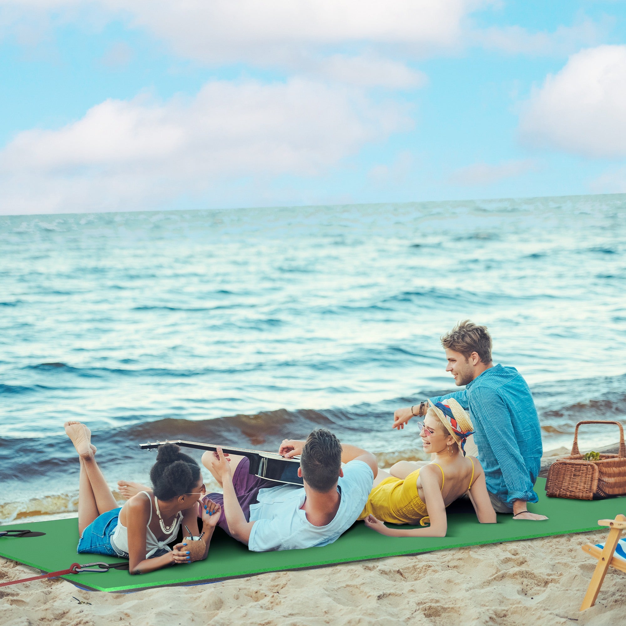 9' x 6' Lily Pad Water Mat for 2 Adults, Floating Water Pad for Lake, Pool, Ocean, Beach, and Boating, Green
