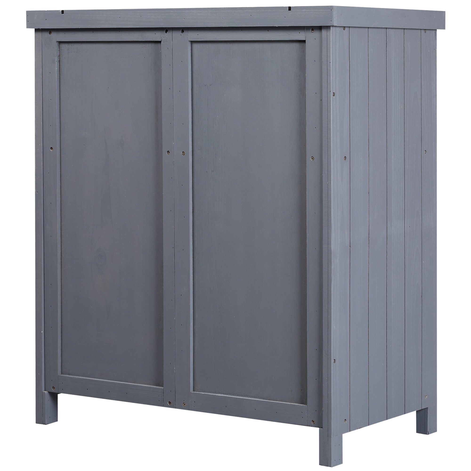 Outdoor Storage Cabinet, Outdoor Tool Shed with Galvanized Top and Two Shelves for Yard Tools or Pool Accessories, Gray - Grey - Image 7