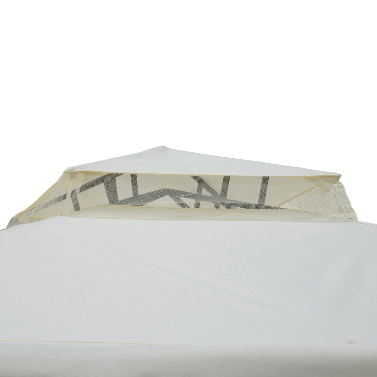 9.6' x 9.6' Patio Gazebo, Outdoor Canopy Shelter with 2-Tier Roof and Netting, Steel Frame for Garden, Lawn, Backyard, and Deck, Cream White