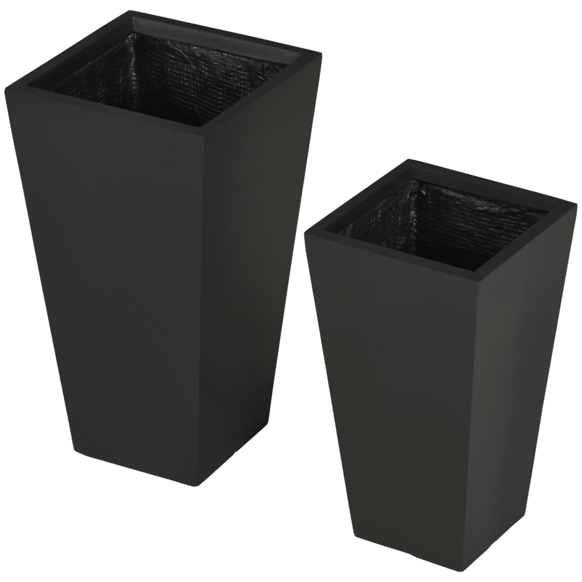 2-Pack Outdoor Planter Set, Flower Pots with Drainage Holes, Durable & Stackable Plant Pot, 22in & 18in, for Porch, Entryway, Patio, Yard, Garden, Black - Black - Image 8