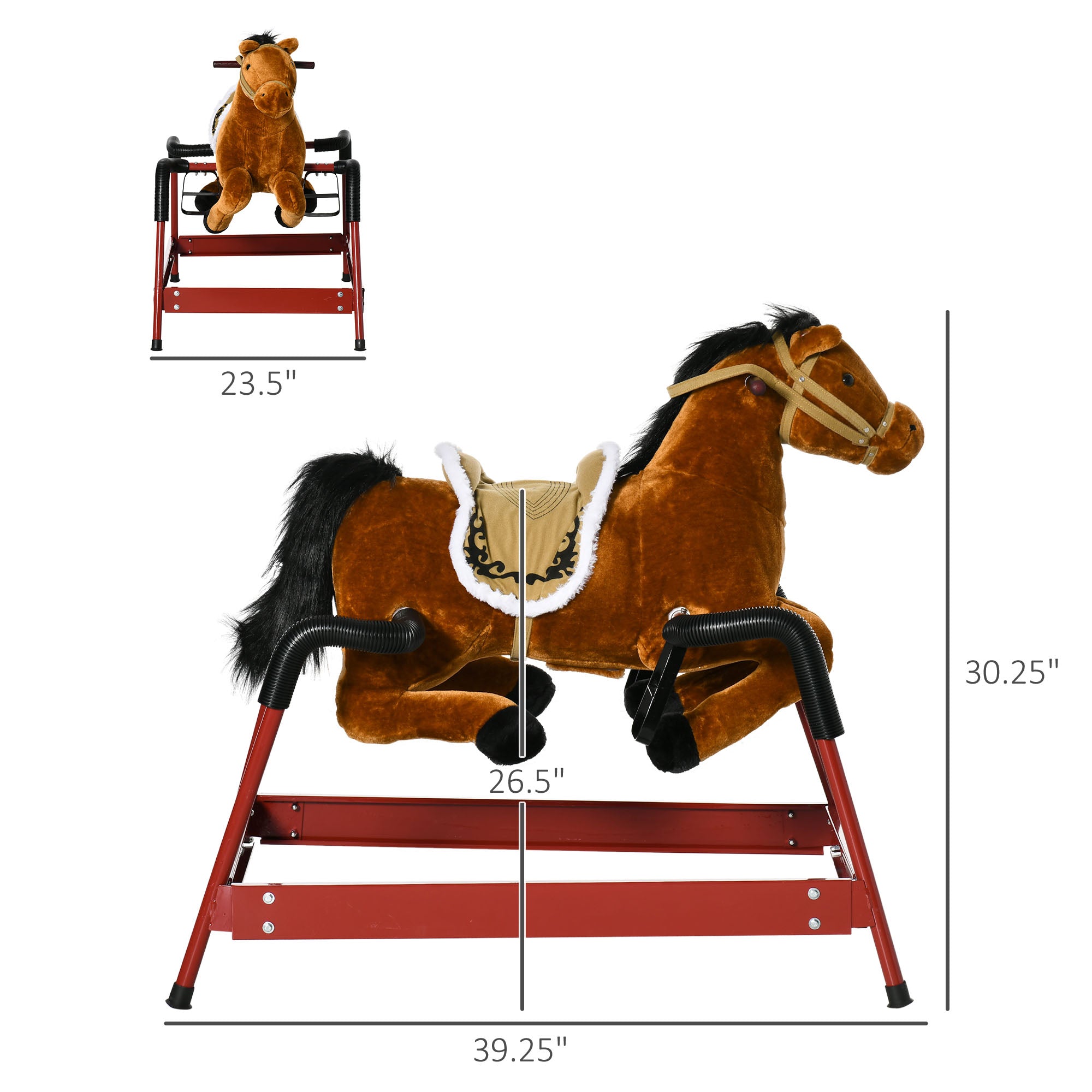 Kids Spring Rocking Horse, Ride on Horse for Girls and Boys with Animal Sounds, Plush Animal Ride-on Toy with Soft Feel, Interactive Toy for Kids, Light Brown