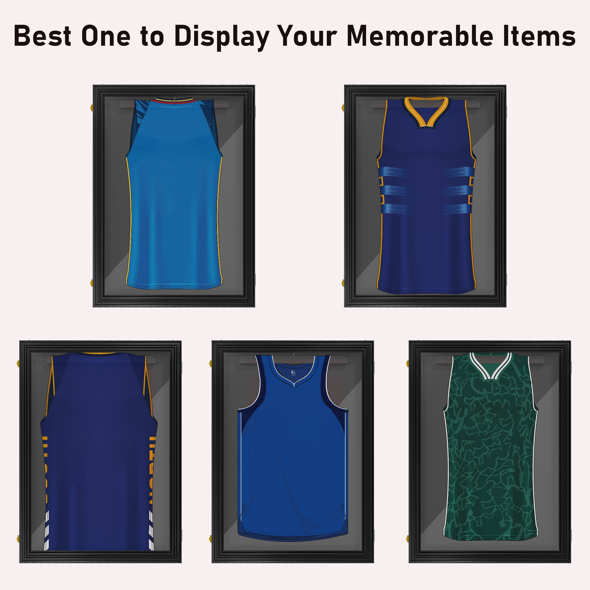 24" x 32" Acrylic Shadow Box Frame, UV-Resistant Jersey Display Case with T-shirt Hanger and 2 Keys, Black