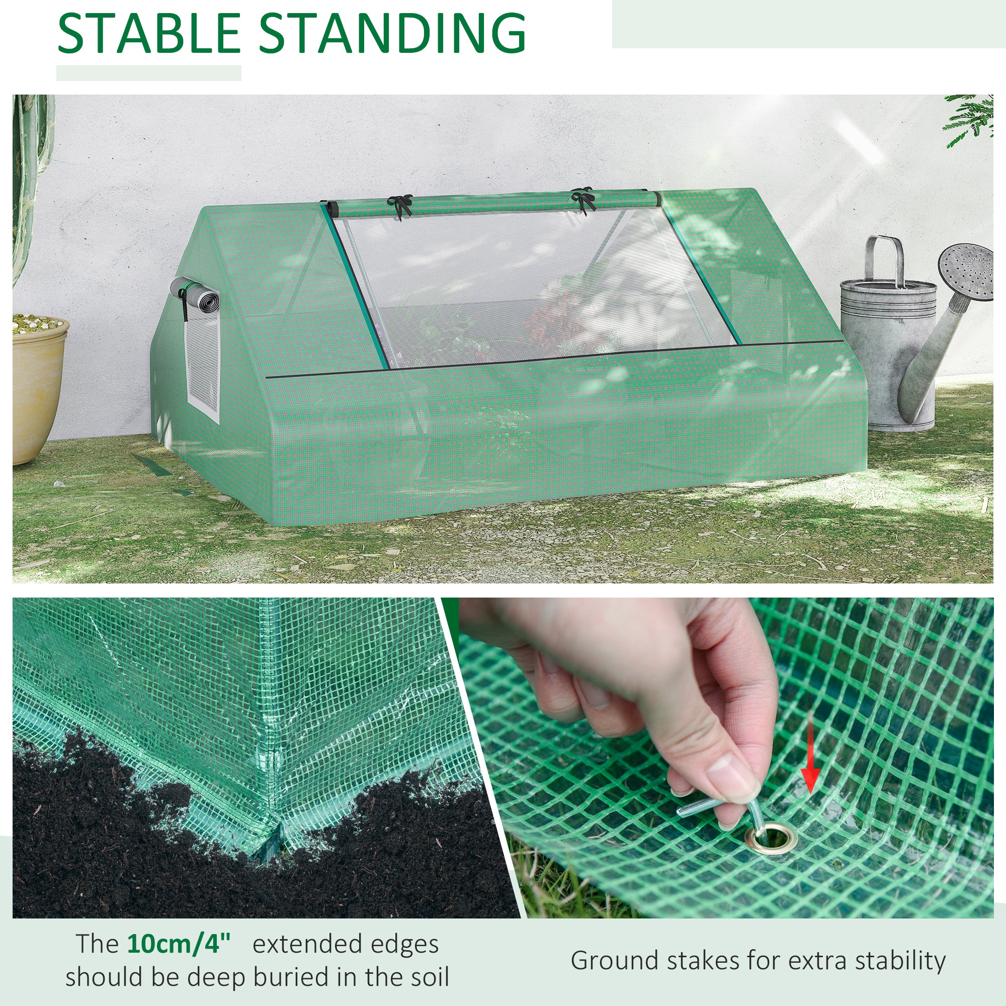 71" x 55" x 32" Mini Greenhouse, Small Green House, Garden Planting Shed, Outdoor Flower Planter Warm House with Zipper Windows, Green - Green - Image 5