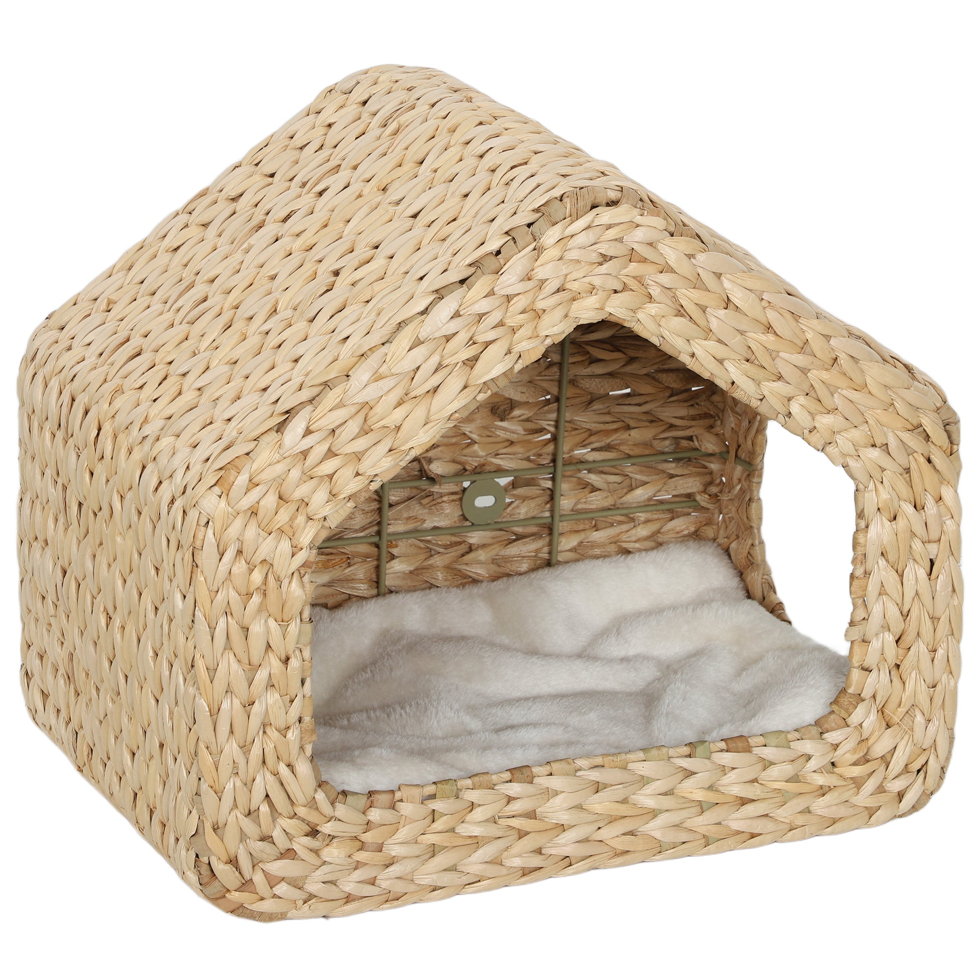 Wall Mounted Cat House, Cat Wall Furniture, Cat Wall Shelf with Washable Cushion, Natural - Natural Wood