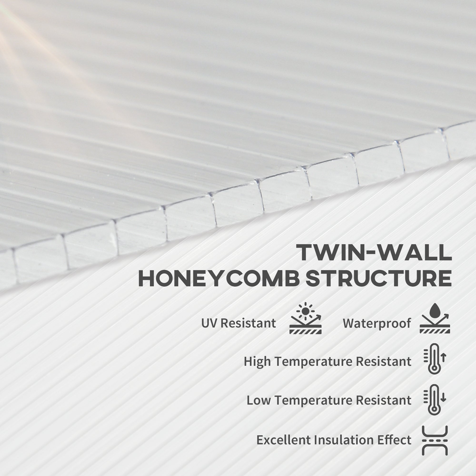 14 Pieces Twin-Wall Polycarbonate Panels Waterproof UV Protected Polycarbonate Greenhouse Panels, 4' x 2' x 0.16", Clear - Clear - Image 4