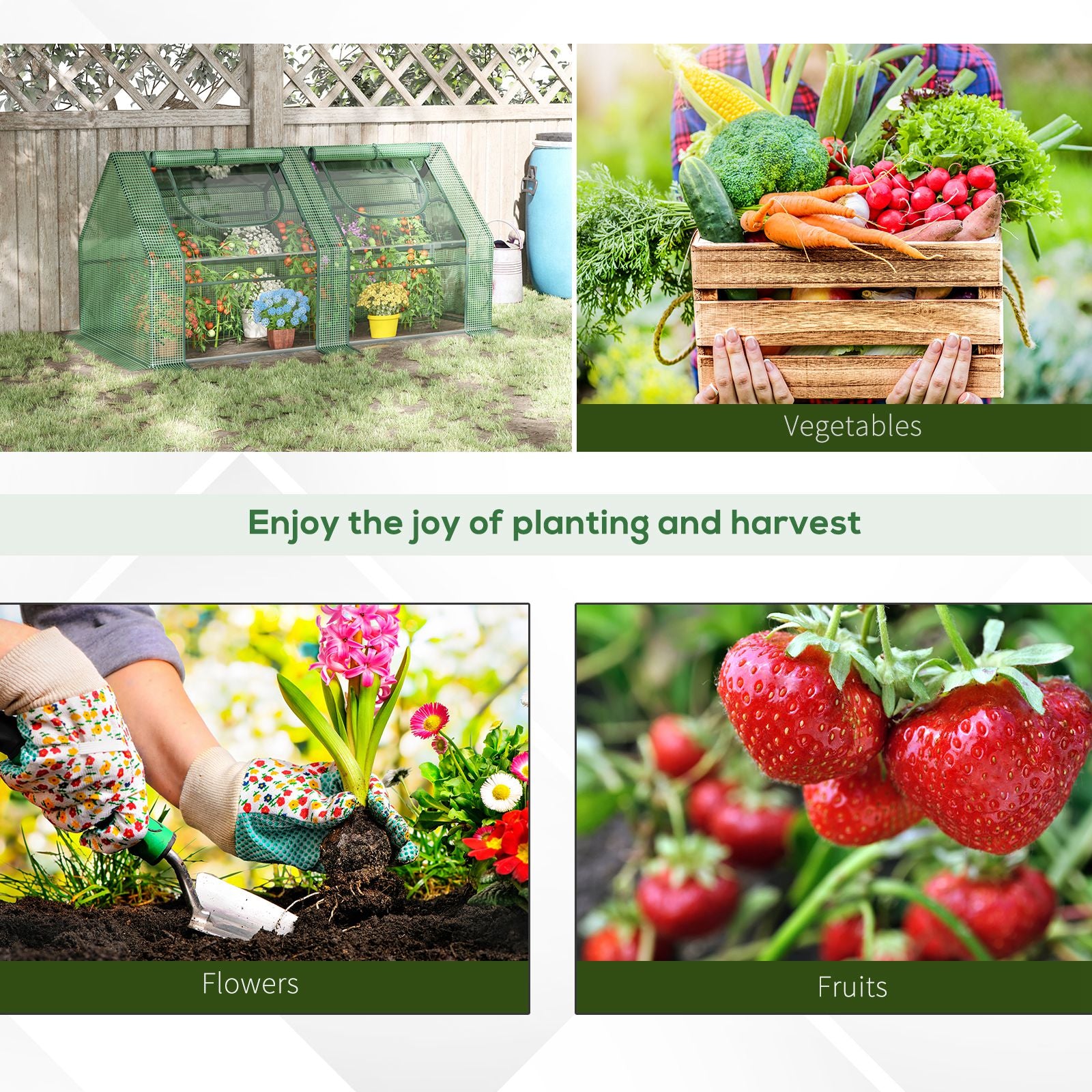 6' x 3' x 3' Portable Greenhouse, Garden Hot House with Two PE/PVC Covers and 2 Roll Up Windows, Green - Green - Image 8