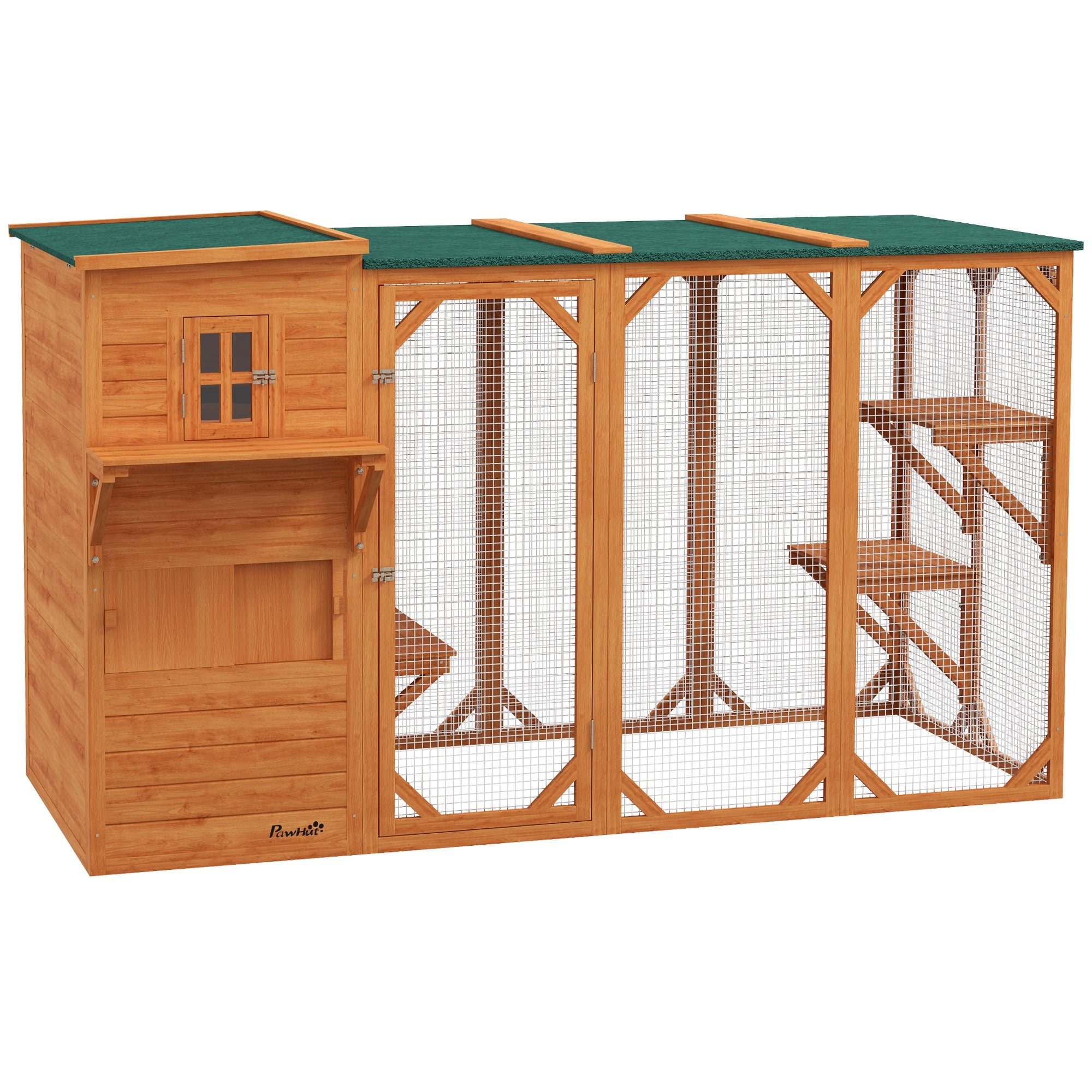 Large Outdoor Cat House for 3 Kitties, Multi-Level Design with Big Hiding Areas 2 Stories & Multiple Platforms Cat Condo - Orange