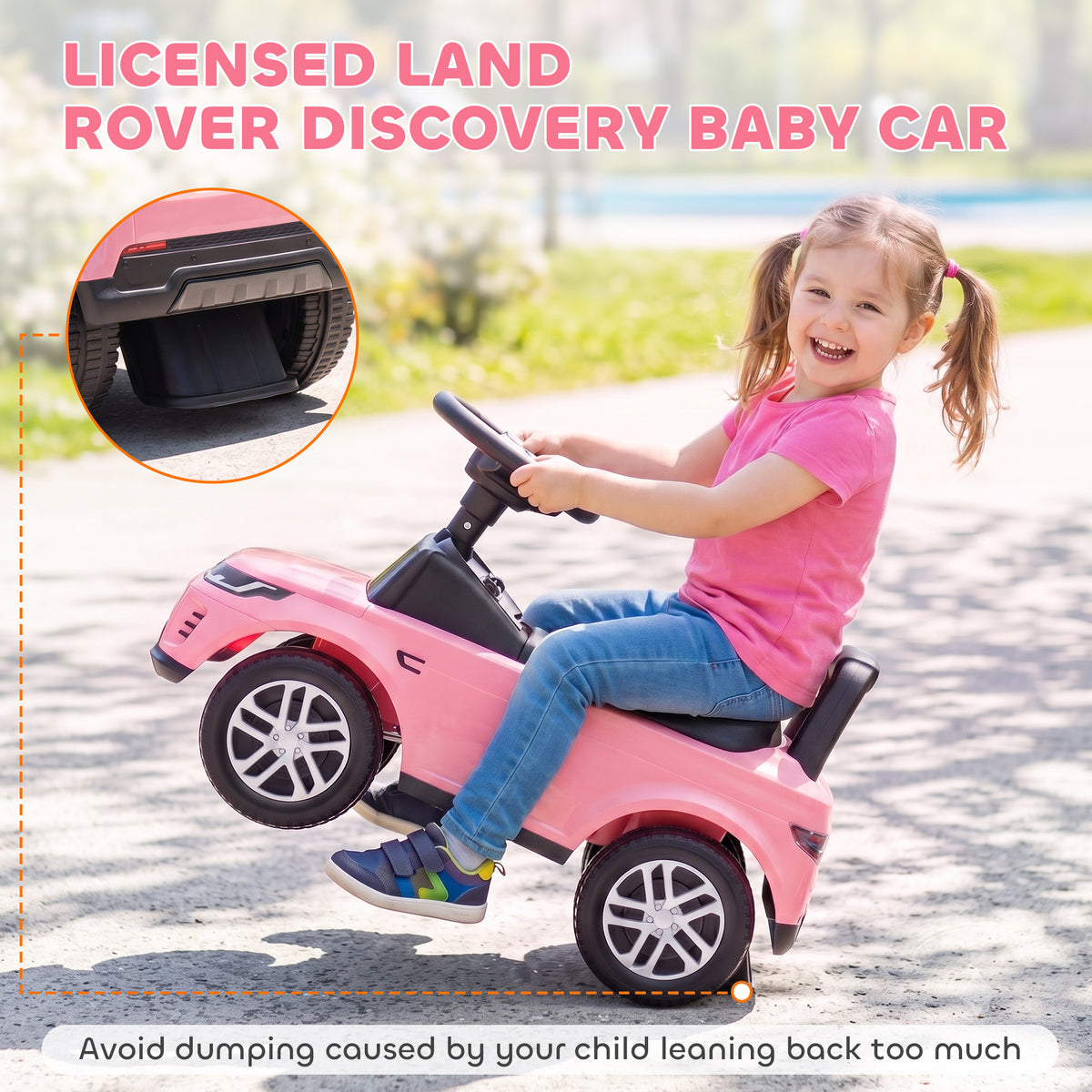 Qaba Land Rover Licensed Ride On Car for Kids, Toddler Baby Push Car with Under Seat Storage, for 18-36 Months, Pink
