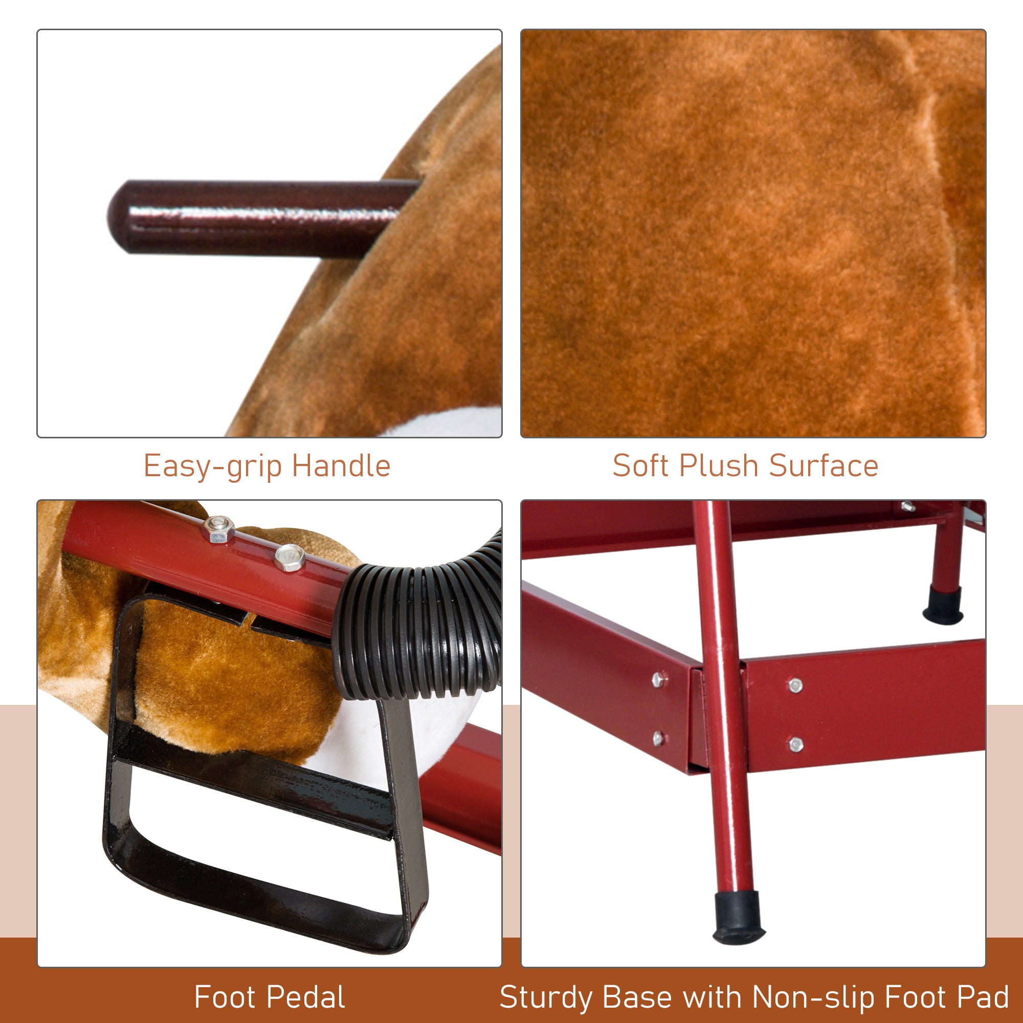 Kids Spring Rocking Horse Rodeo Bull Style with Realistic Sounds for Children over 3 Years Old
