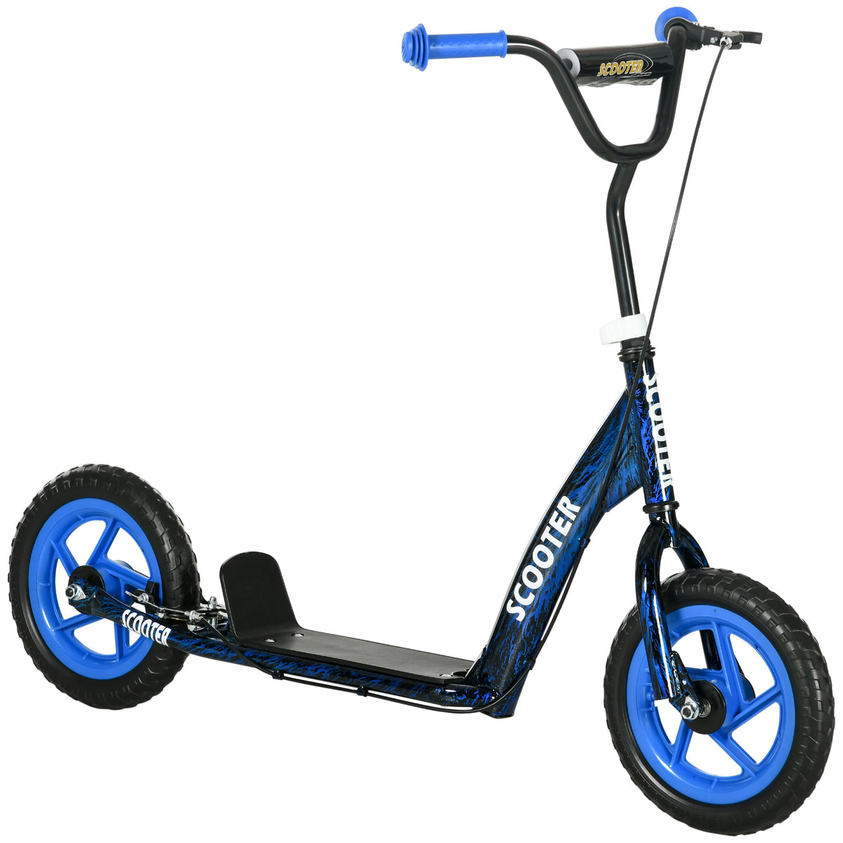 Kids Scooter with Adjustable Handlebar, Kids Kick Scooter with Non-slip Footplate, Rear Brake, 12" EVA Wheels, Blue