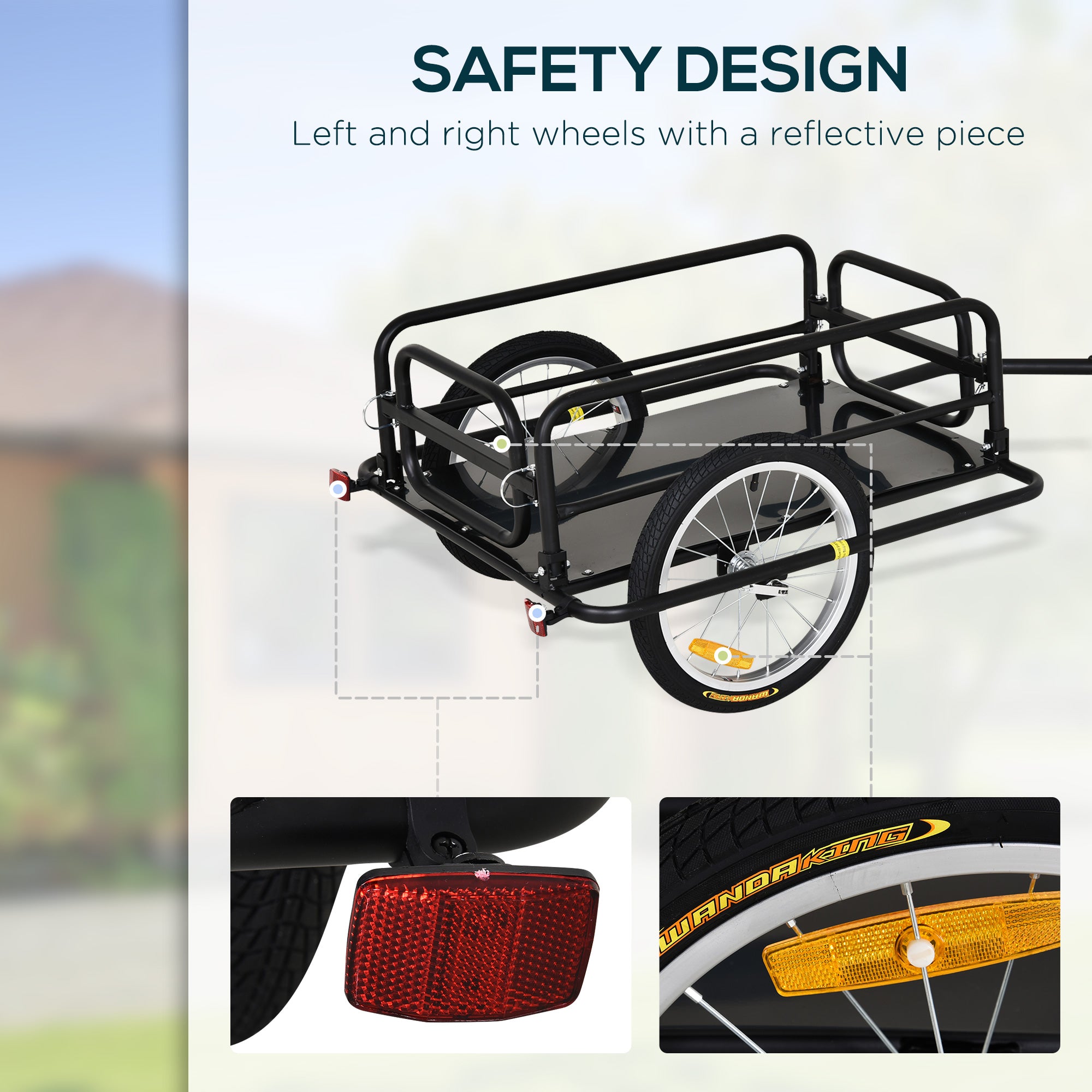 Bike Trailer, Foldable Bicycle Trailer with16 Inch Pneumatic Tire, Universal Coupler, Foldable Frame and Safe Reflectors Design, Large Load Capacity, Black