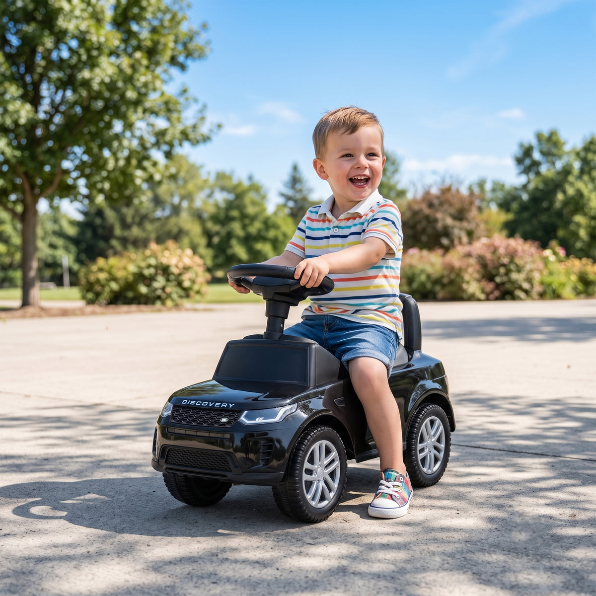 Qaba Land Rover Licensed Ride On Car for Kids, Toddler Baby Push Car with Under Seat Storage, for 18-36 Months, Black