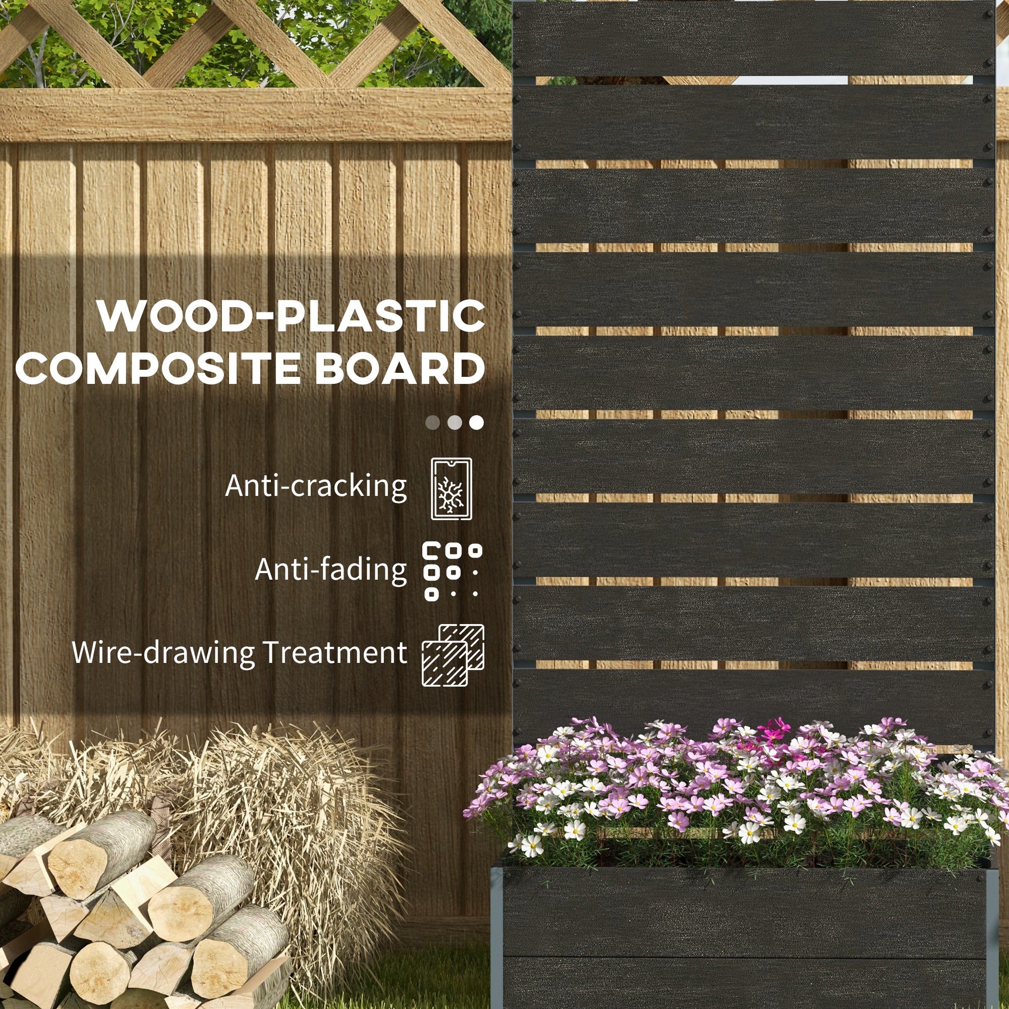 Trellis Planter for Climbing Plants, Raised Garden Bed with Trellis, Planter Box for Outdoor, 28.25" x 15" x 59", Black - Black - Image 5