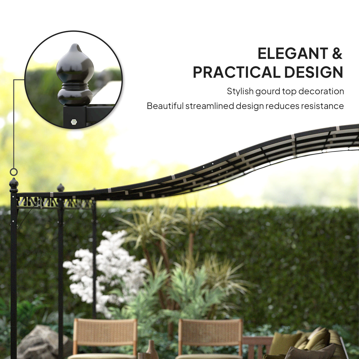 10' x 20' Wall-Mounted Outdoor Pergola Canopy, Metal Patio Canopy with Drainage Holes for Backyard Garden, Cream White