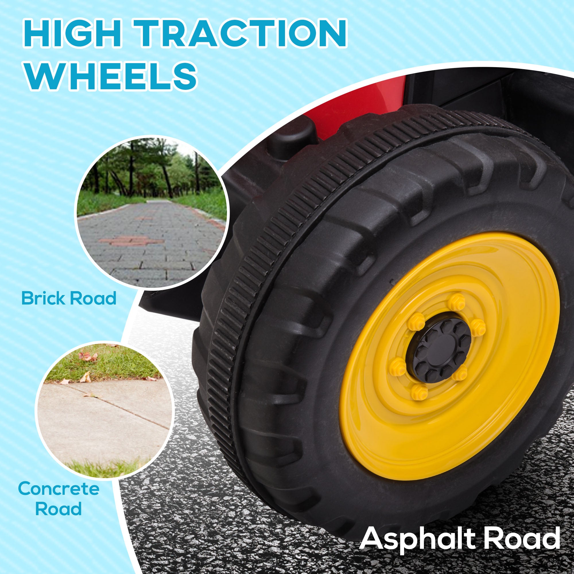 12V Electric Ride on Tractor with Trailer, 25W Dual Motors, Red