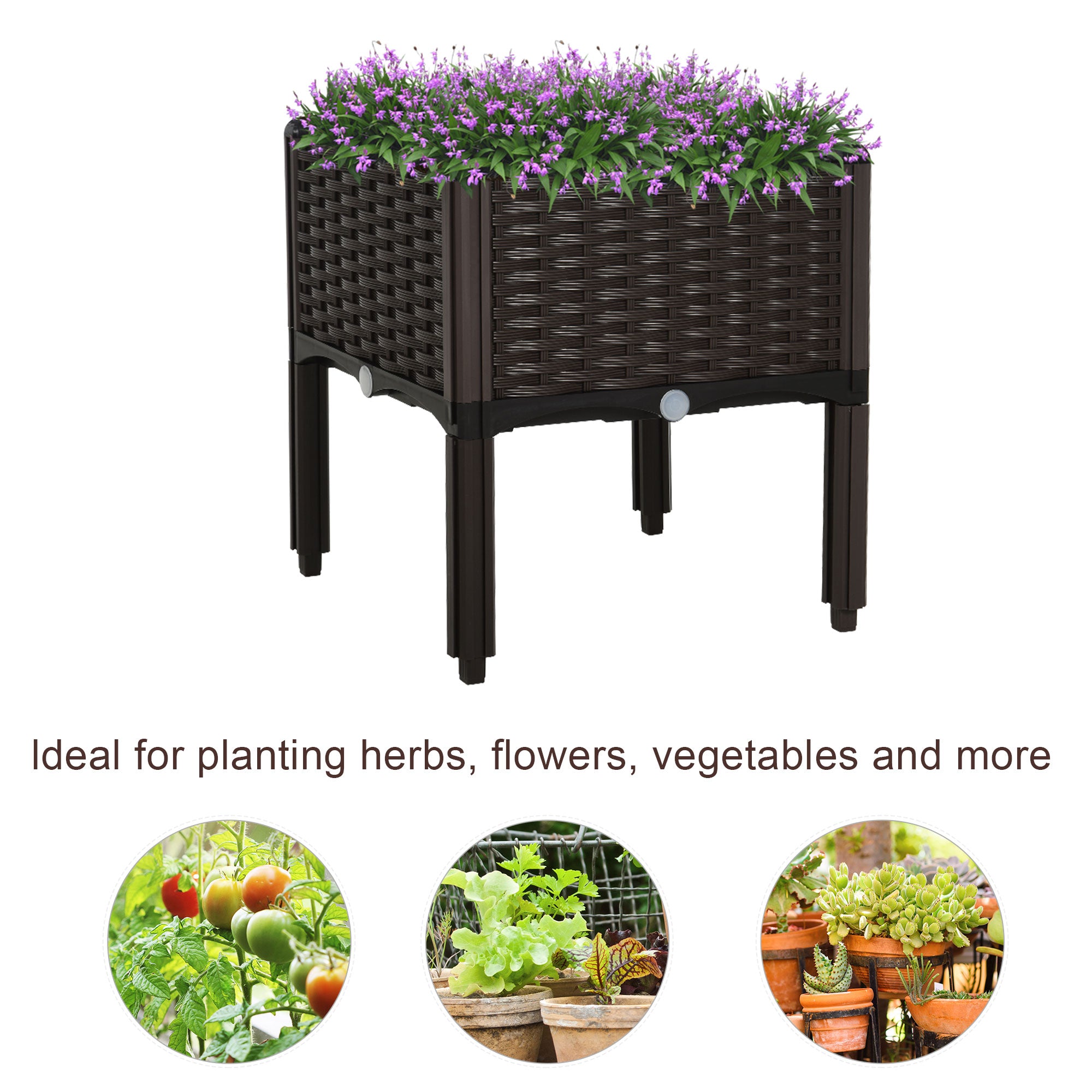 1 Piece Raised Garden Bed with Legs, Planter Box Raised Bed to Grow Flowers, Herbs & Vegetables, Brown - Brown - Image 6