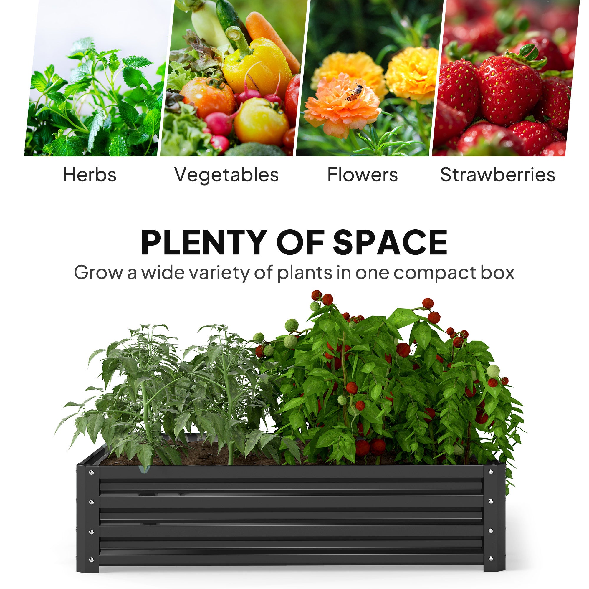 Galvanized Raised Garden Bed, 4' x 4' x 1' Metal Planter Box, for Growing Vegetables, Flowers, Herbs, Succulents, Gray - Gray - Image 4