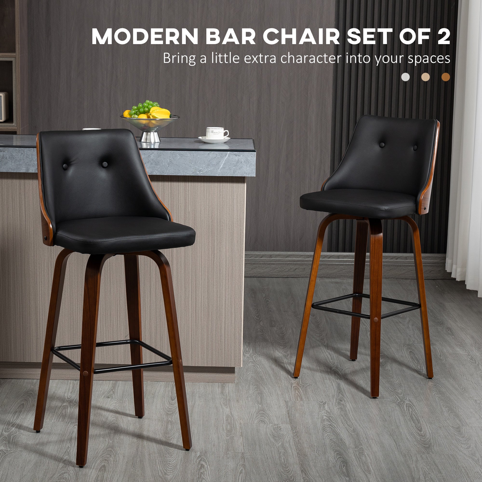 Bar Height Bar Stools Set of 2, Black