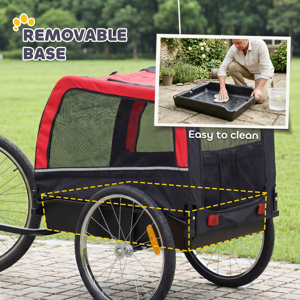 Dog Bike Trailer, Pet Cart Bicycle Carrier with 20" Air Tires, Quick-Release Wheels, Reflectors, Flag