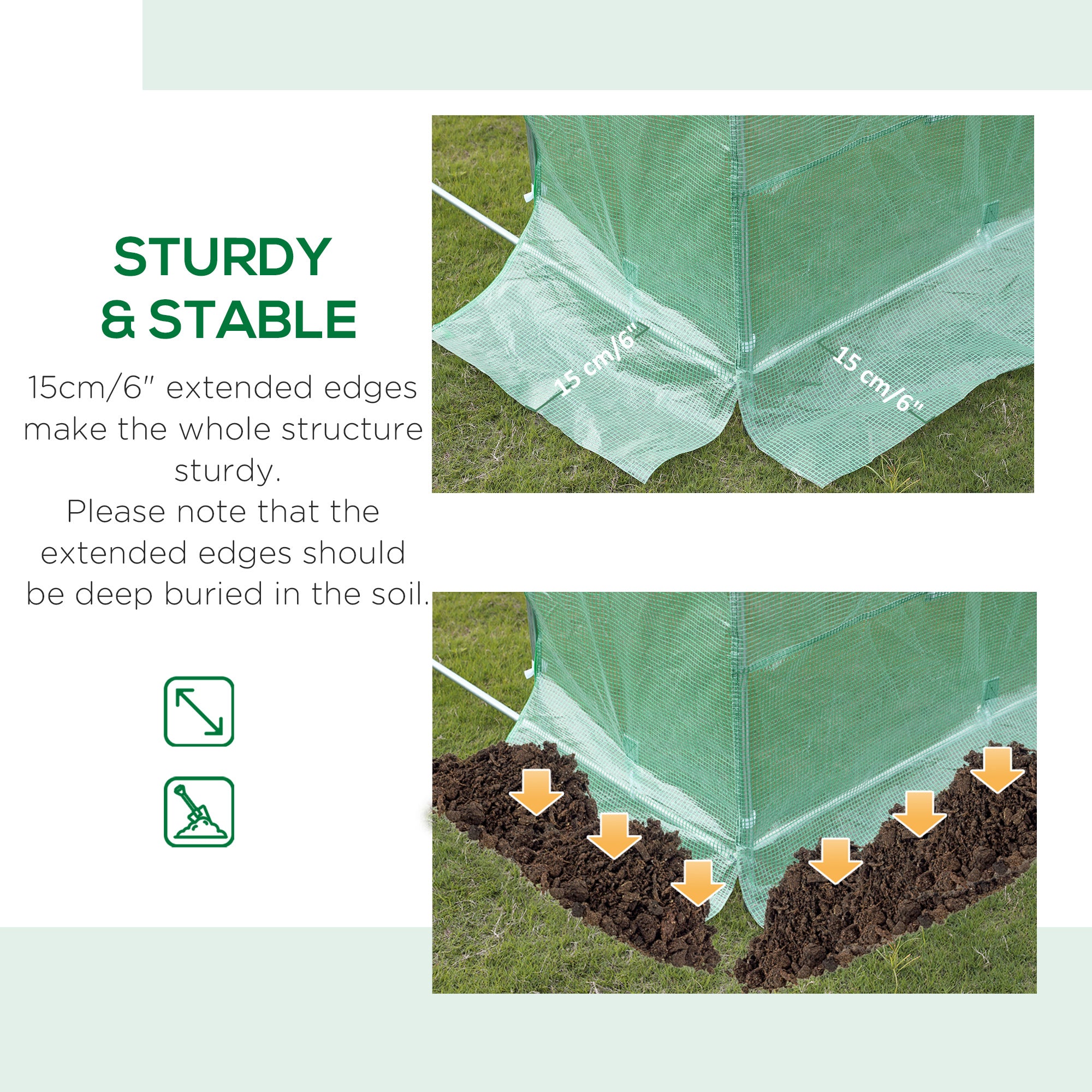 19.7' x 9.8' x 6.6' Plastic Greenhouse Cover Replacement, Heavy Duty Waterproof Tarp for Hoop House, Sheeting with 12 Windows, Door & Reinforcement Grid, Green - Green - Image 6