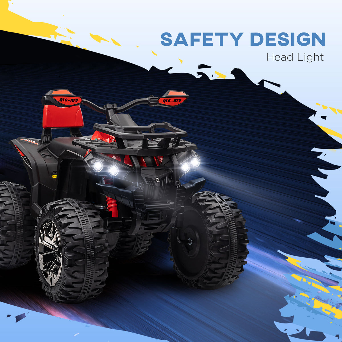 12V 4 Wheeler Kids ATV with Music, Headlights for 37-60 Months Boys and Girls, Red