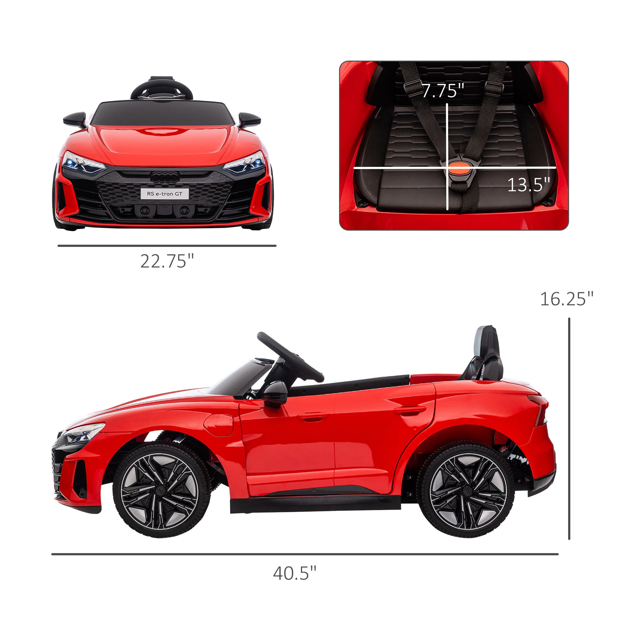 Licensed Audi RS e-tron GT 12V Ride On Car Truck for Kids, Electric Car Ride On Vehicle w/Parent Remote Control, Music, Lights, for Toddlers, Red