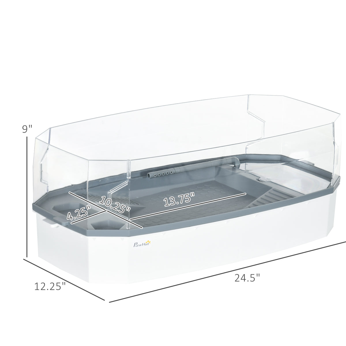 Turtle Tank Kit, Turtle Aquarium with Basking Platform, Water Pump, Filter Layer Design, Full View Visually Reptile Habitat, Easy to Clean and Change Water, Multi Functional Area - White - Image 3