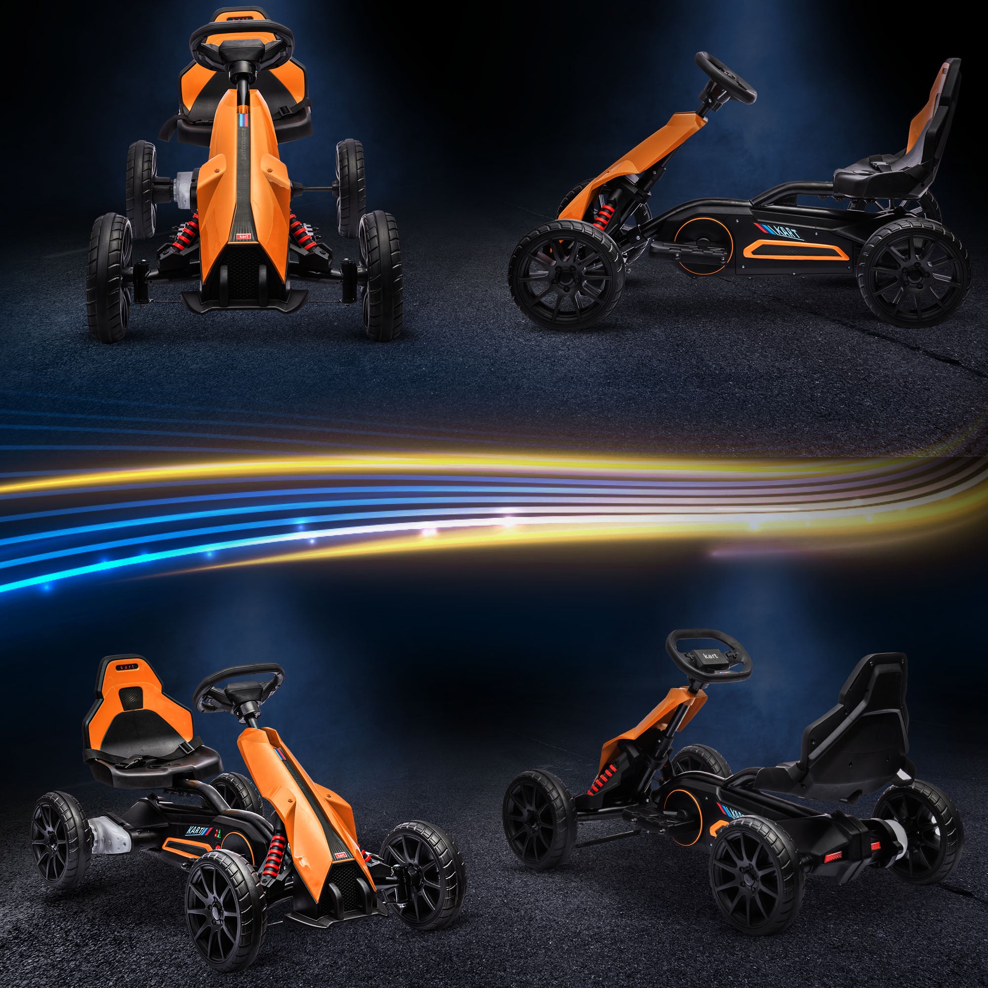 12V Electric Go Kart for Kids w/ Adjustable Speed, Orange