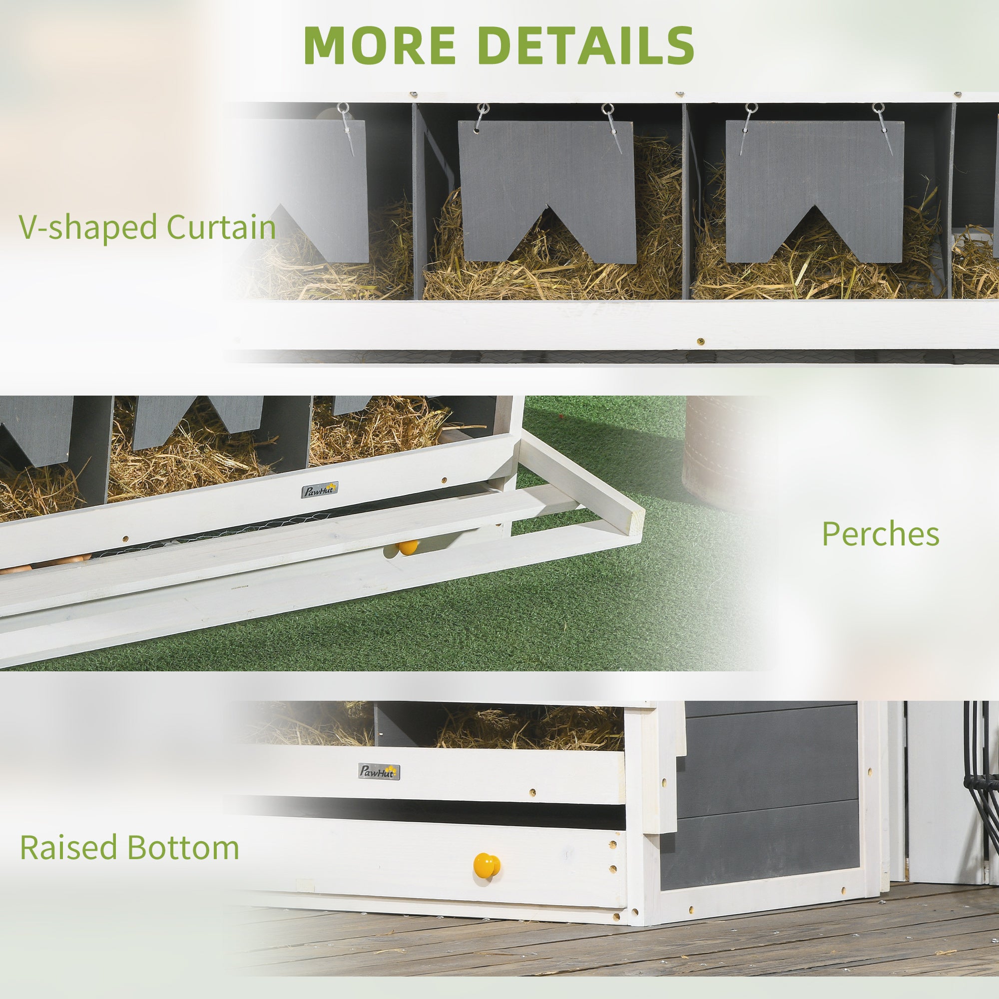 Chicken Nesting Box, 8 Compartment Wood Laying Boxes for Chicken Coop with Egg Collection Trays Perches for 16-32 Hens - Gray - Image 6
