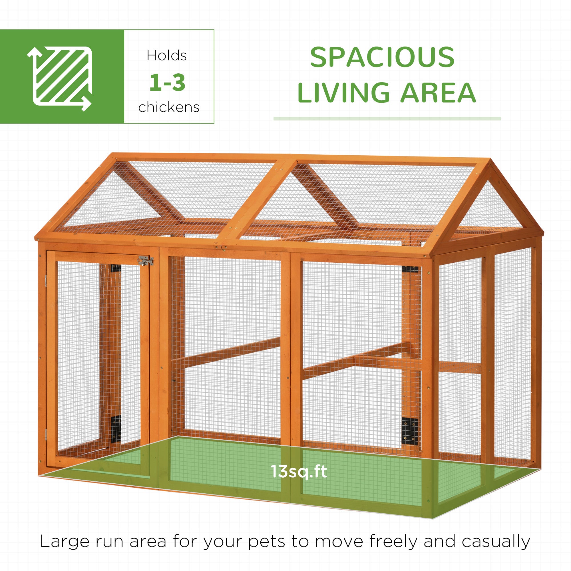Wooden Chicken Run, Combinable Design with Perches, 4.6' x 2.8', Orange - Orange - Image 4
