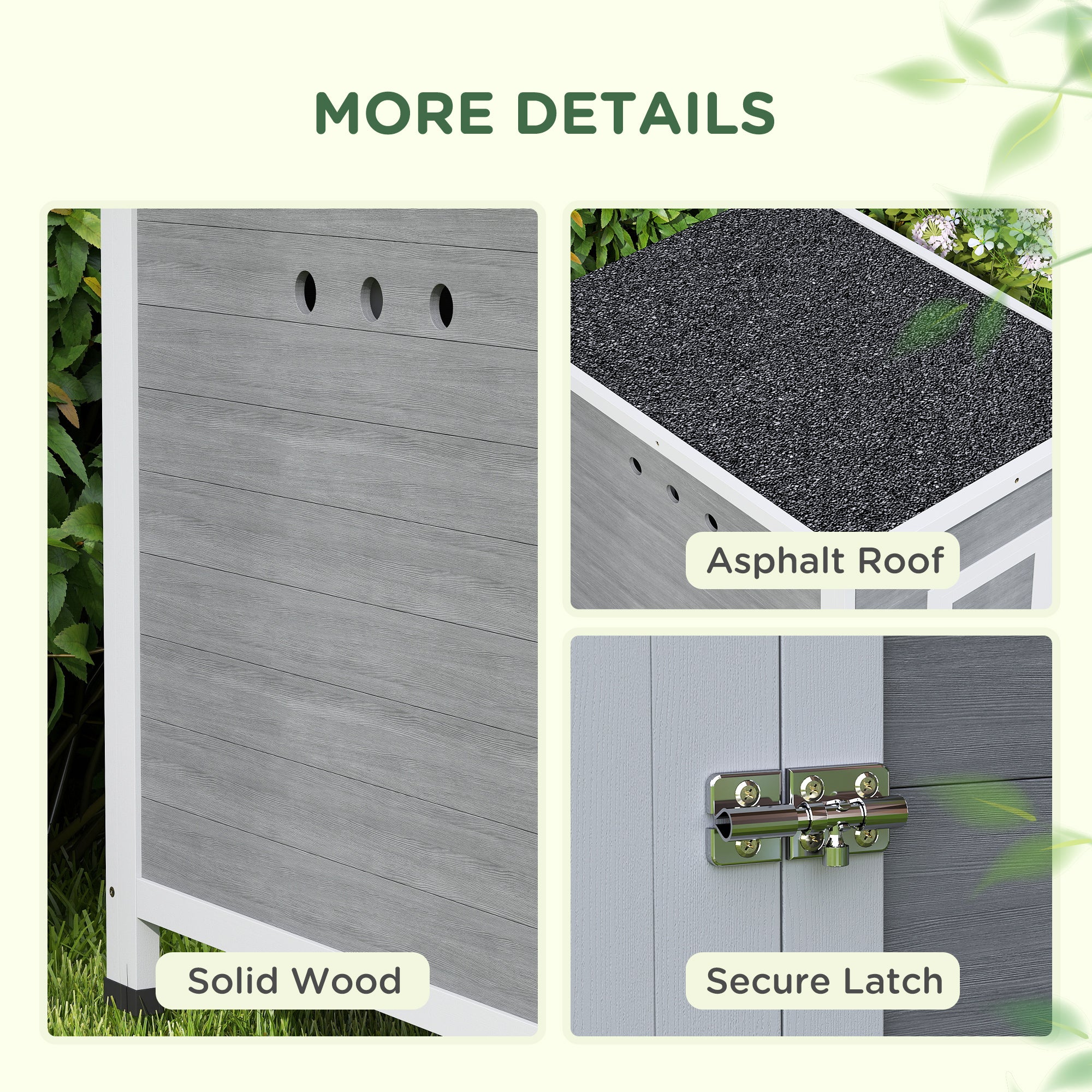 Wooden Duck Coop with Openable Roof, Removable Floor, Double Doors, Ramp, for 2-4 Ducks, Chickens, 25" x 32" x 30" - Light Gray - Image 8