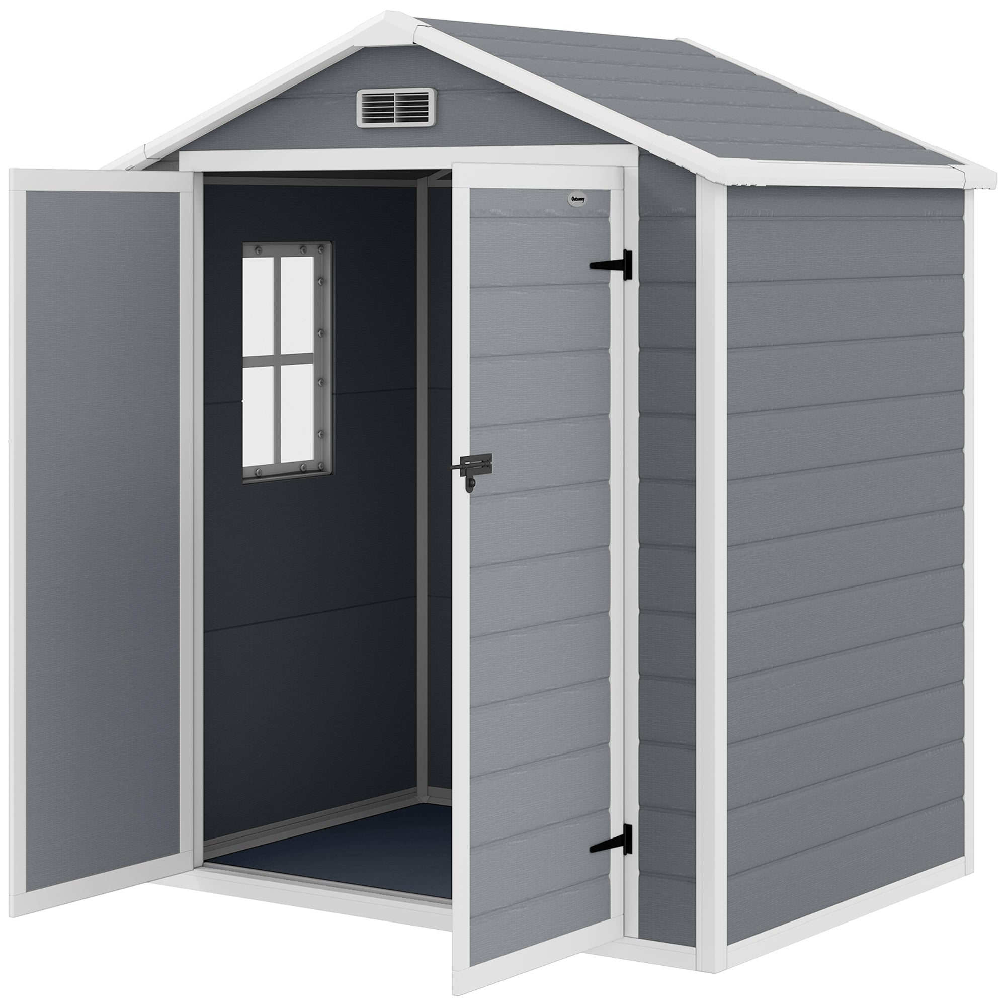 6x4.5 Outdoor Storage Shed, Lockable Tool Shed with Double Doors, Vent and Window for Garden, Cottage Style, Family Use, Gray - Gray