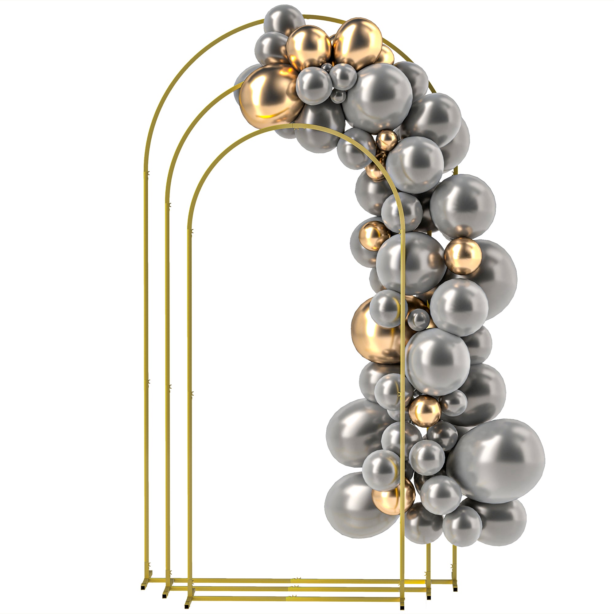 Metal Arch Backdrop Stand Set of 3, 7/6.5/6 ft Wedding Arch Frame, Balloon Backdrop Arch Stand Set for Birthday Party, Bridal Shower, Graduation, Ceremony, Banquet Decorations, Gold - Gold