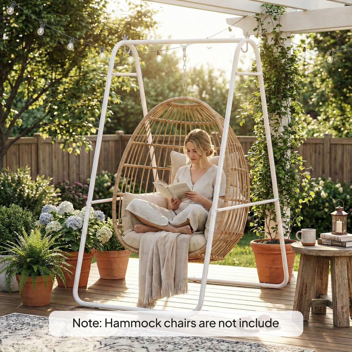Hammock Chair Stand Only Heavy Duty Solid Steel A-Frame for Hanging Hammock, Egg Chair, Max Load 330 LBS, White