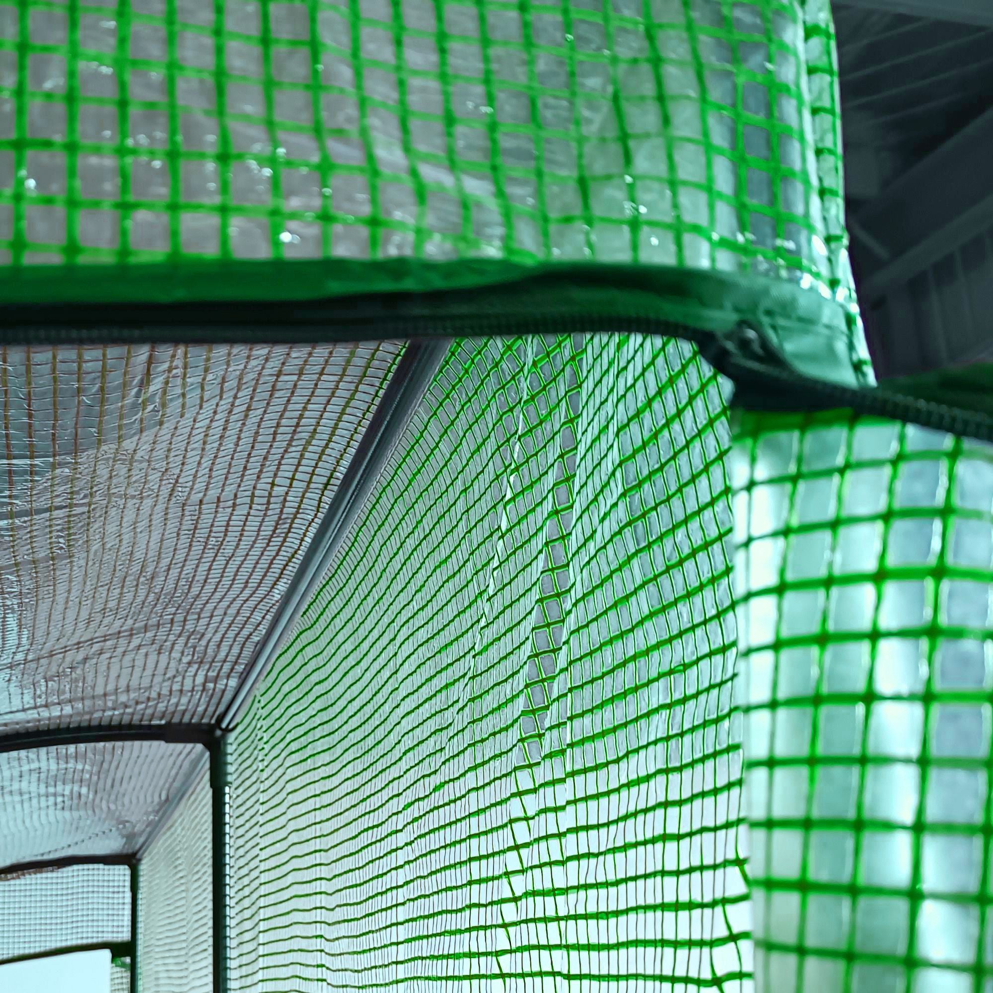 7' x 3' x 7' Lean to Greenhouse, Walk-In Green House, Plant Nursery with 2 Roll-up Doors and Windows, PE Cover and 3 Wire Shelves, Green - Green - Image 8