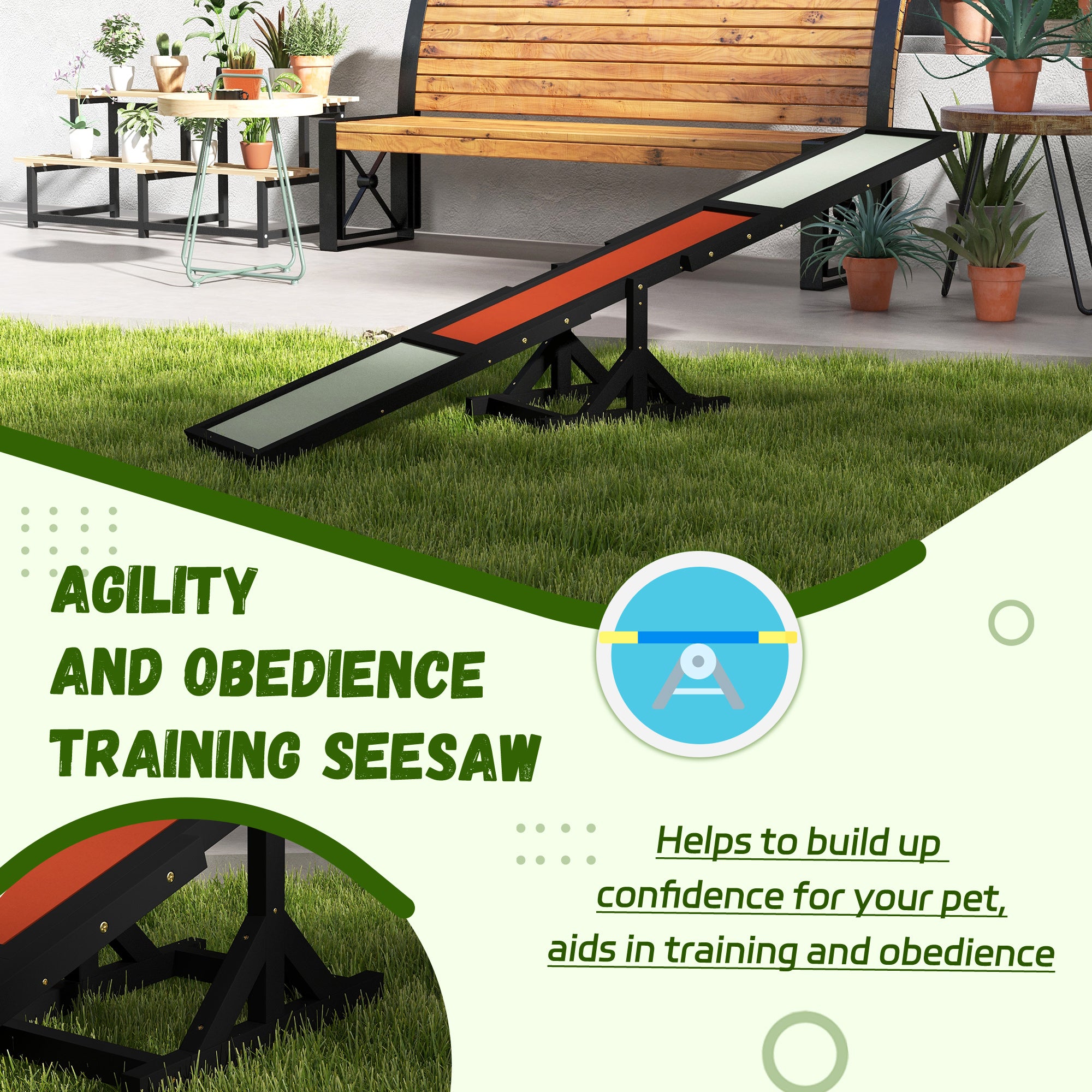Wooden Dog Agility Seesaw for Training and Exercise, Black - Black - Image 7
