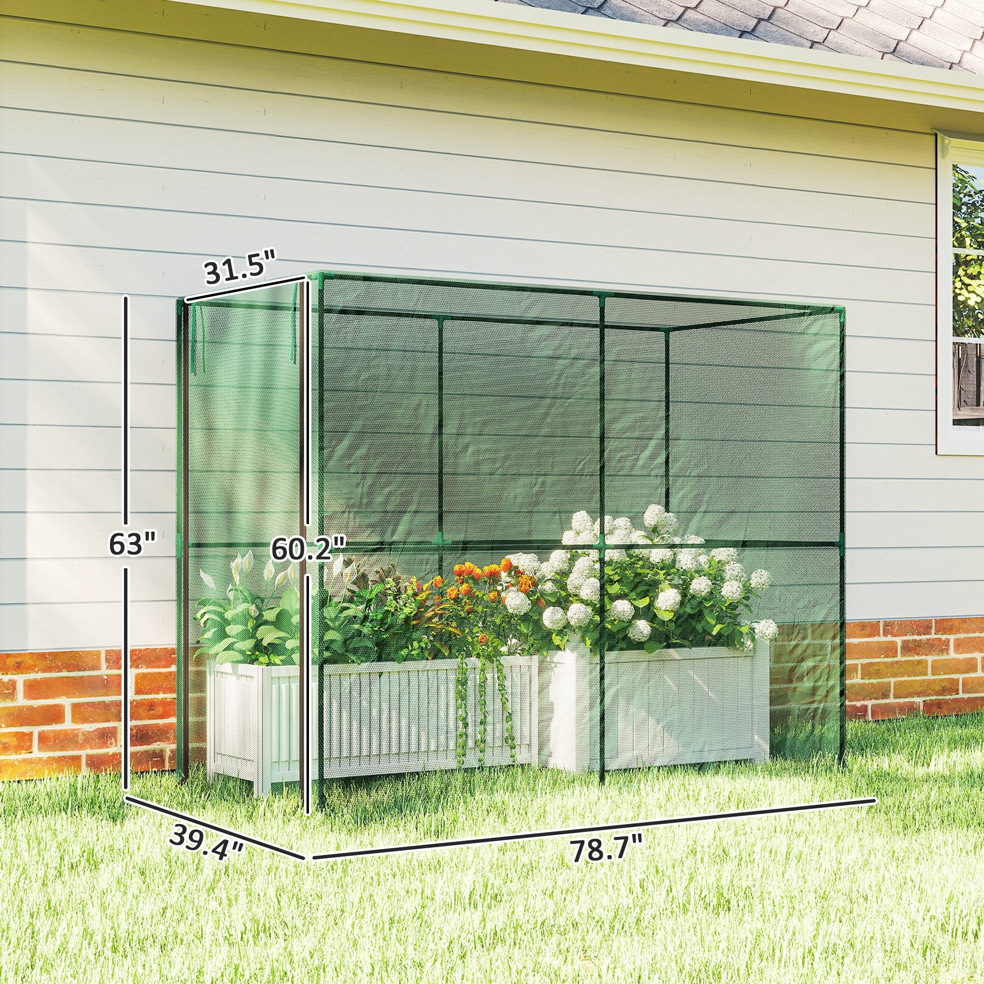 Crop Cage, Plant Protection Tent with Zippered Door, Plant Protector from Animals for Vegetables Flowers Fruits, Green - Green - Image 3