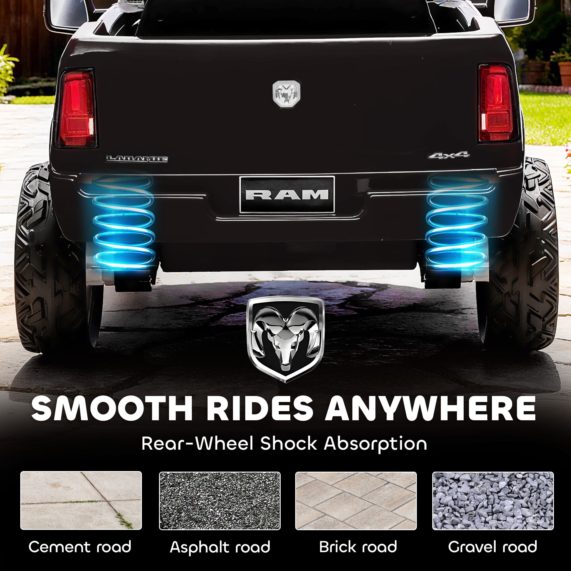 12V Kids Ride on Car, Licensed Dodge RAM 3500 Ride on Toys with Dual Motors, Remote Control for Toddlers, Black
