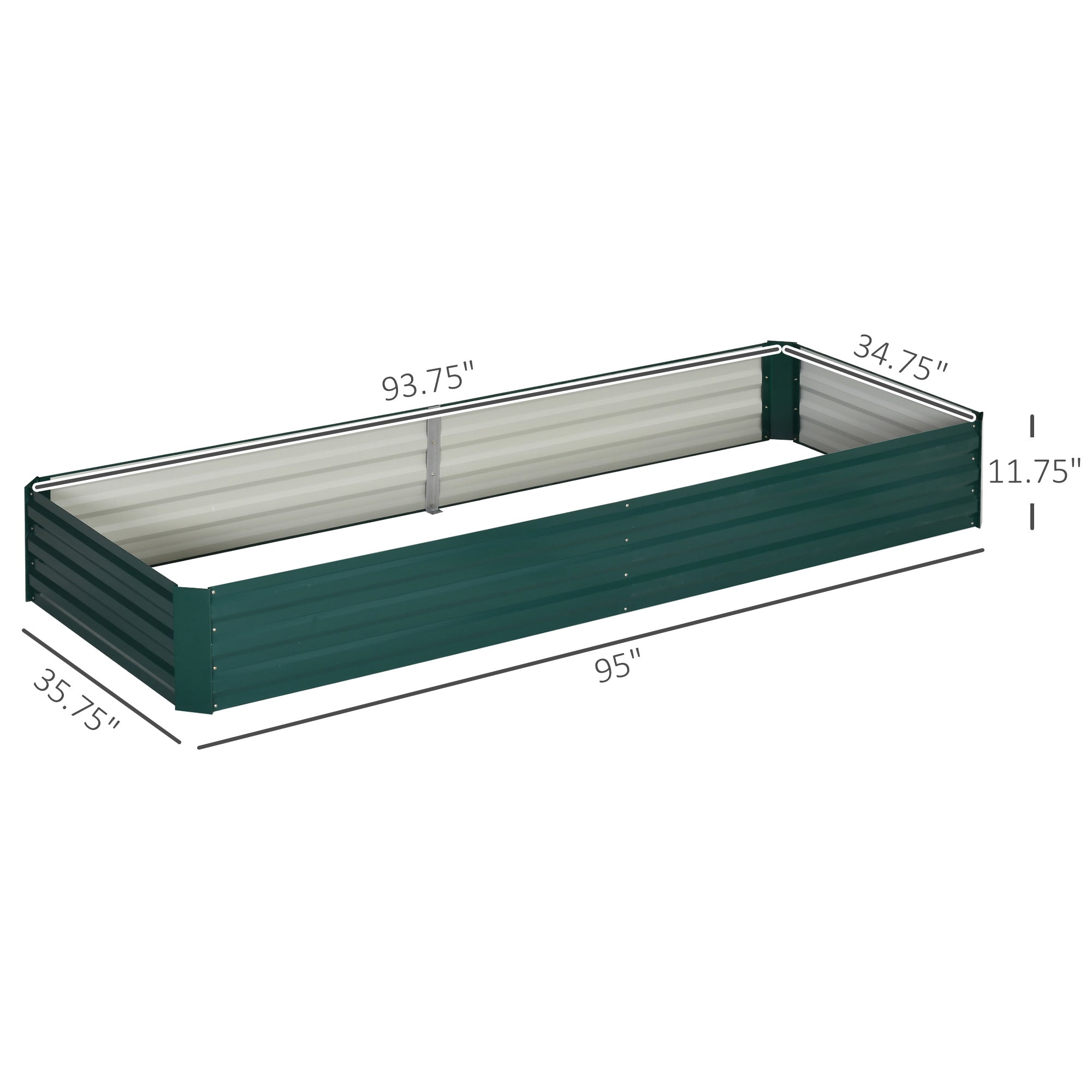 95" x 36" x 12" Galvanized Raised Garden Bed, Easy DIY and Cleaning for Growing Flowers, Herbs, Succulents, Green - Green - Image 3