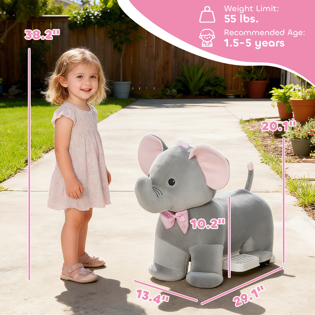 Qaba 6V Ride on Horse with Music, Forward, Soft Touch, Foot Pedal, for Boys Girls 1.5-5 Years Old