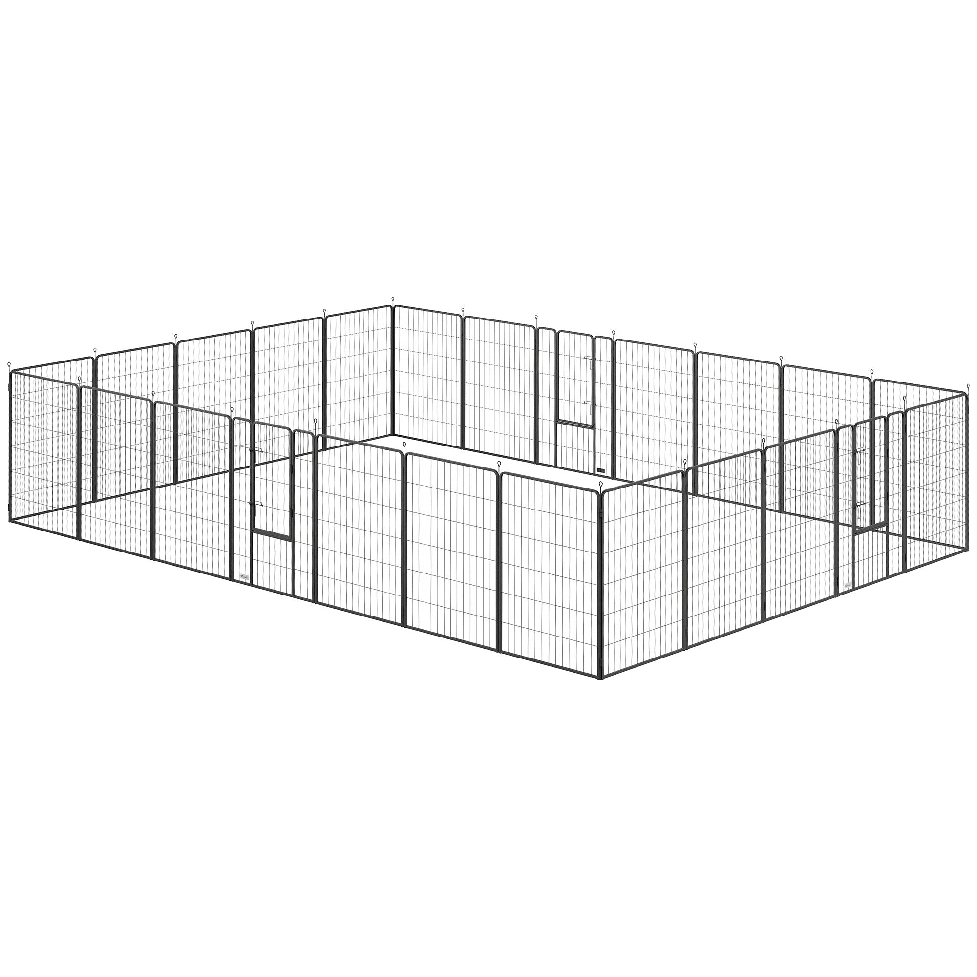Dog Playpen for Indoor Outdoor, 24 Panels 44.5" H Puppy Playpen with Lockable Door, DIY Shape Pet Exercise Fence, Black - Black
