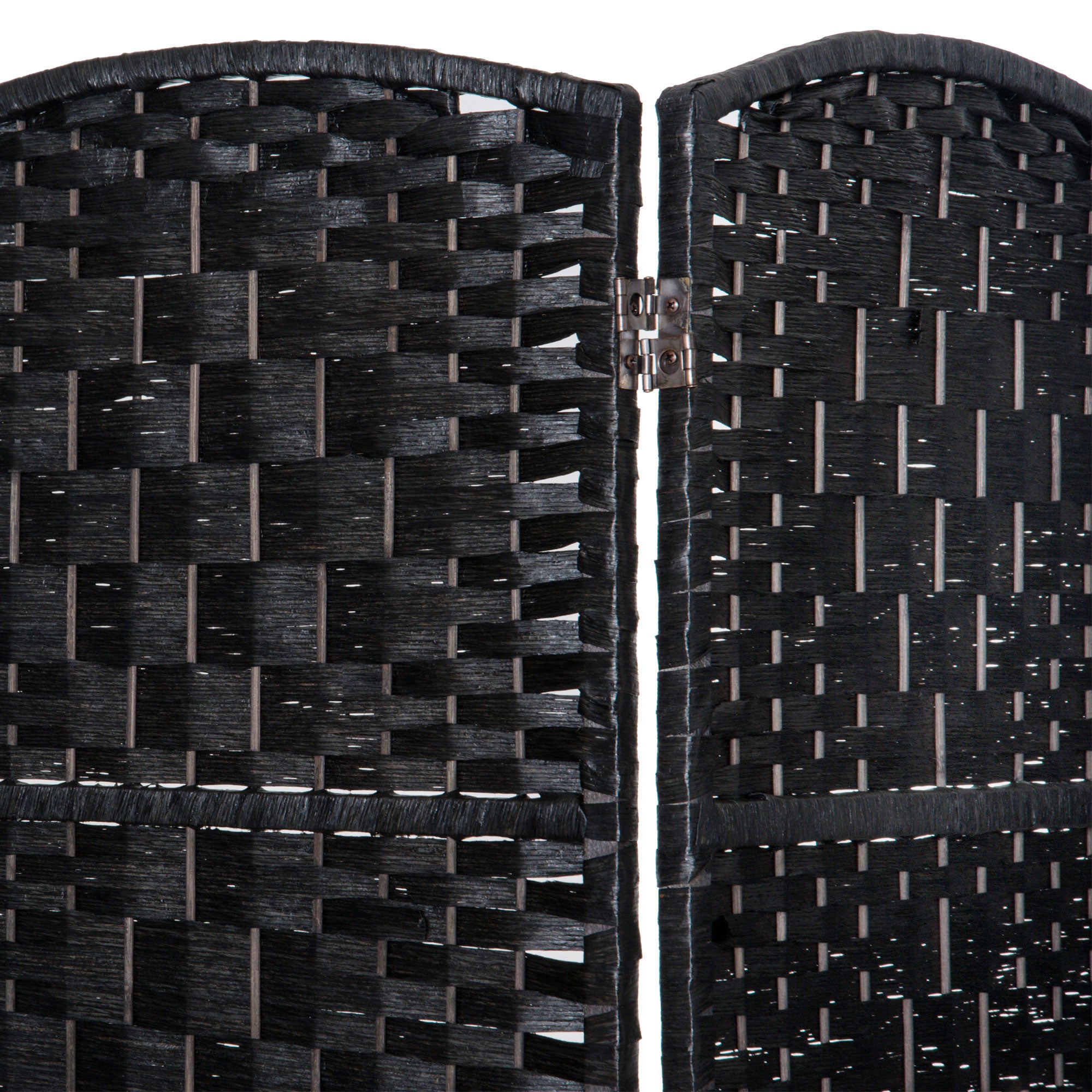 Room Divider 6 Panel, 6FT Tall Folding Privacy Screen, Freestanding Hand-Woven Partition for Room Separation with 360° Hinges, Paper Rope Diamond Weave, Black