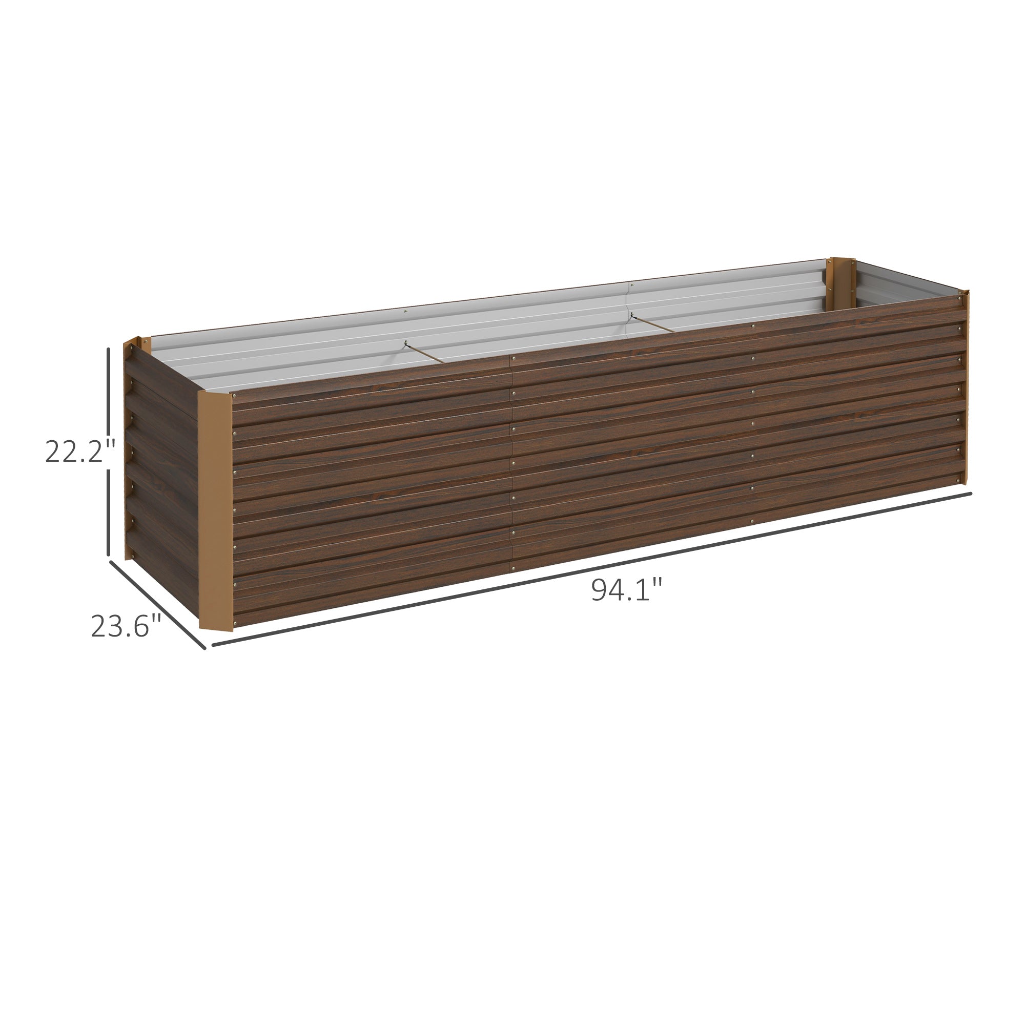 8x2x2ft Galvanized Raised Garden Bed Kit with Safety Edging for Flowers, Herbs and Vegetables, Dark Brown - Brown - Image 3