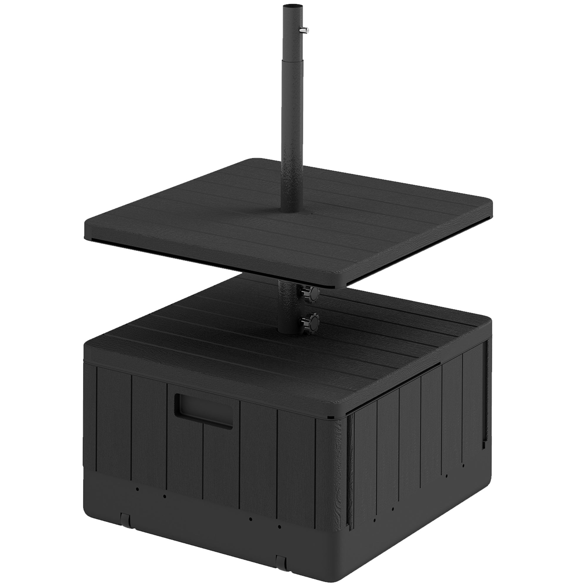 Patio Umbrella Base with Table Tray, Heavy Duty Weighted Umbrella Stand,Wheels Handles, 176lbs,Stand Filling, Black
