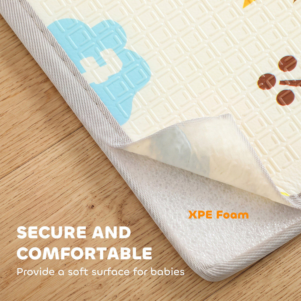 Foldable & Reversible Baby Play Mat, 79" x 71"Thick Play Mat for Floor, Waterproof Non-Slip, Giraffe & Woodland Animals