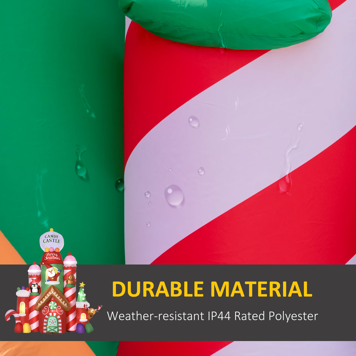 10ft Christmas Inflatables Outdoor Decorations Candy Castle, Blow-Up LED Yard Christmas Decor, Built-in Rotating Colorful Light for Garden, Lawn, Party