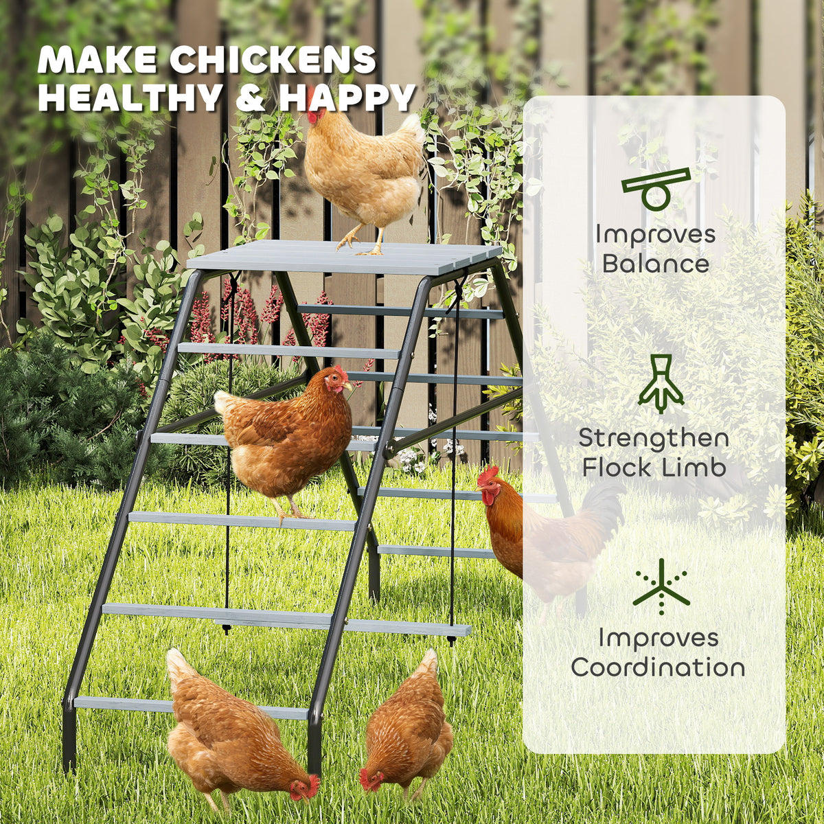 Chicken Coop Perches with Adjustable Swing, 10 Roosting Bars, for Backyard, Farm
