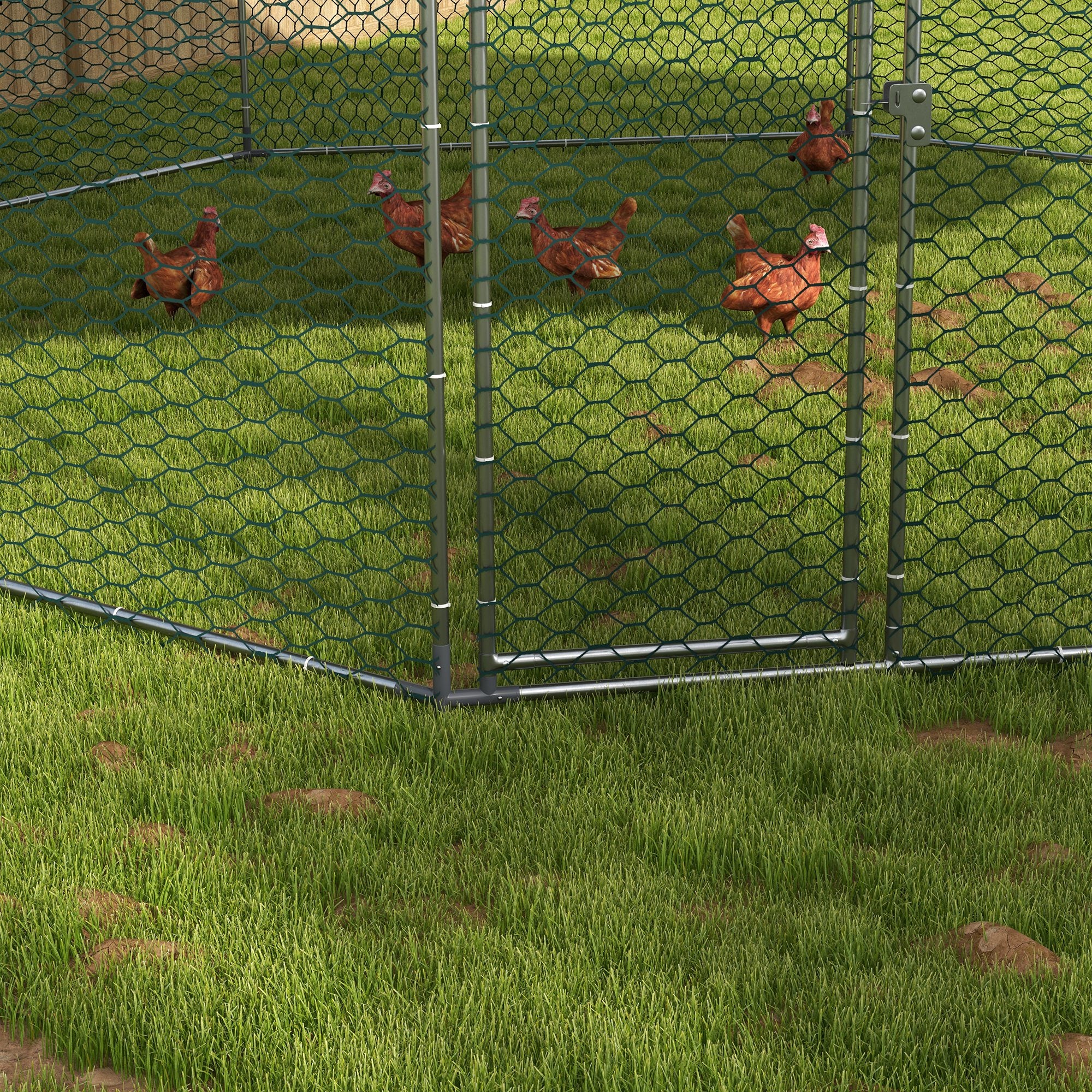 17.1 ft x 15.7 ft Chicken Run for 19-25 Chickens with Cover - Silver - Image 8